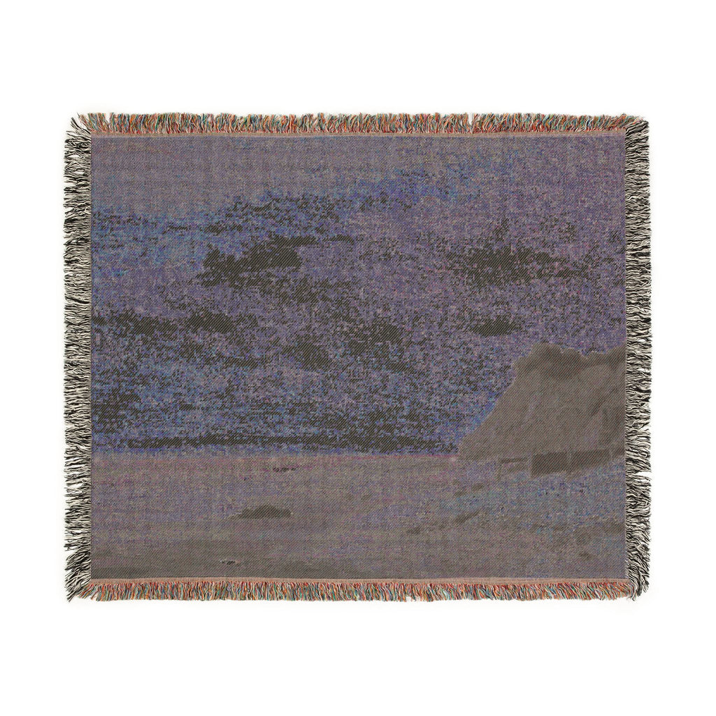 Gustave Courbet - Cliffs on the Sea Coast Small Beach, Sunrise (Falaise au bord de la mer, vu Petite Plage, soleil levan | Woven Tapestry Blanket