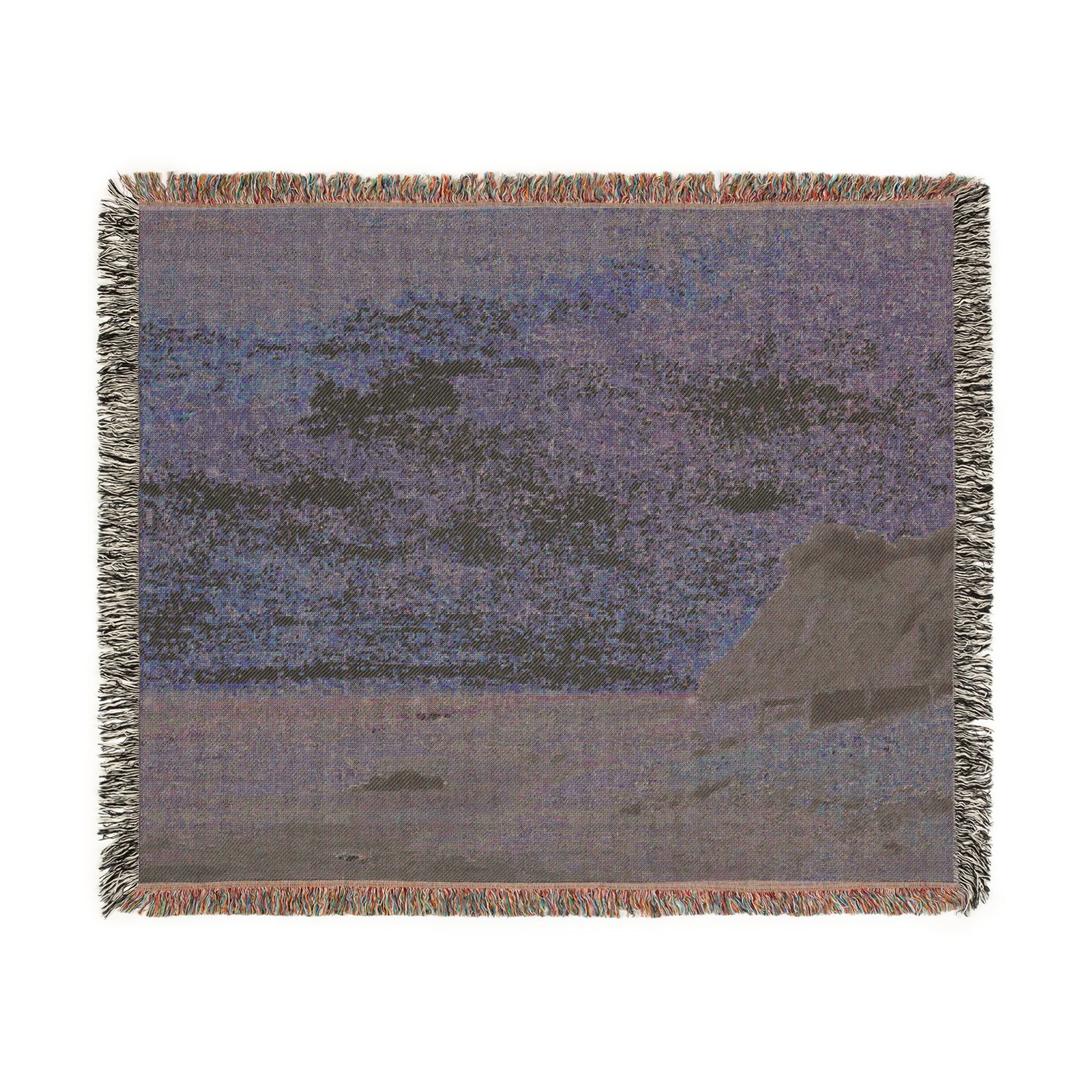 Gustave Courbet - Cliffs on the Sea Coast Small Beach, Sunrise (Falaise au bord de la mer, vu Petite Plage, soleil levan | Woven Tapestry Blanket