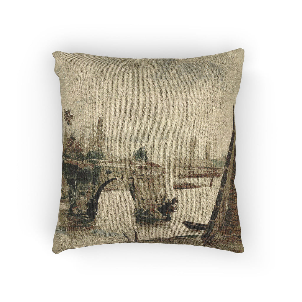 Eugène Delacroix - The Old Bridge at Mantes | Woven Pillow
