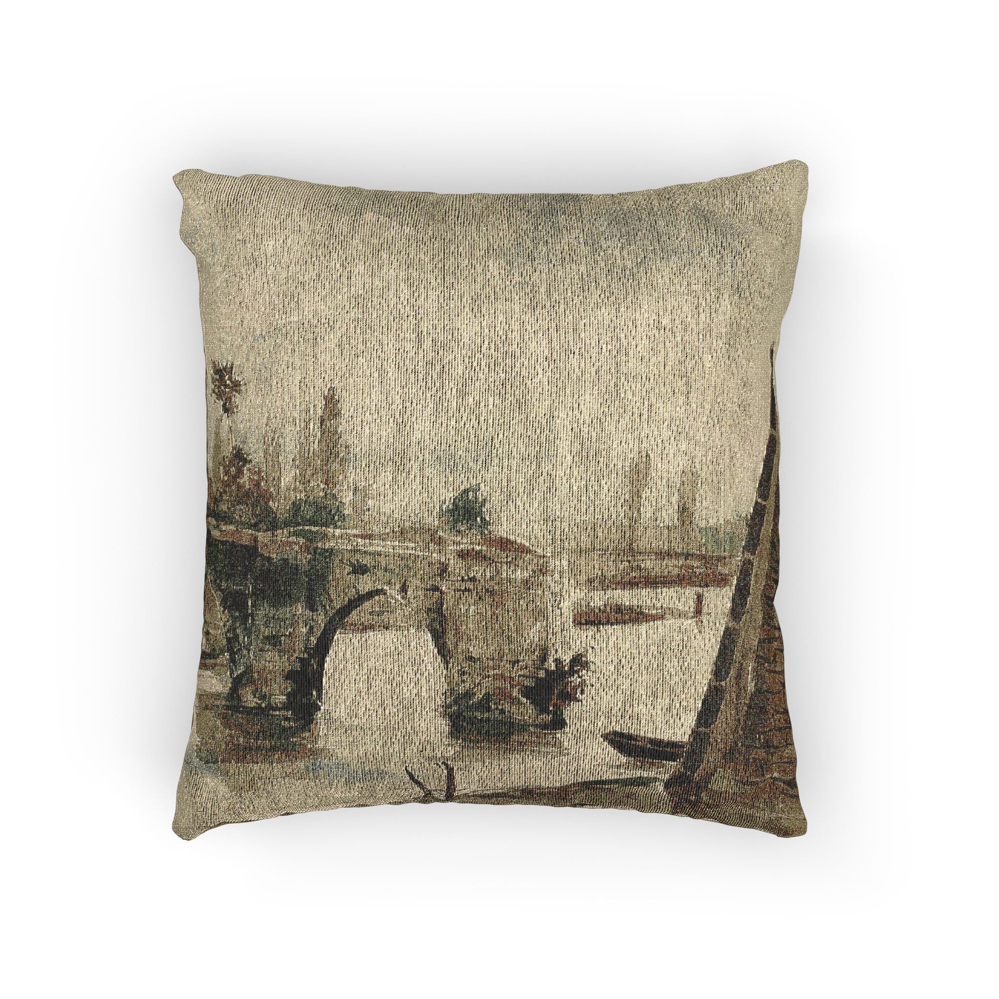 Eugène Delacroix - The Old Bridge at Mantes | Woven Pillow