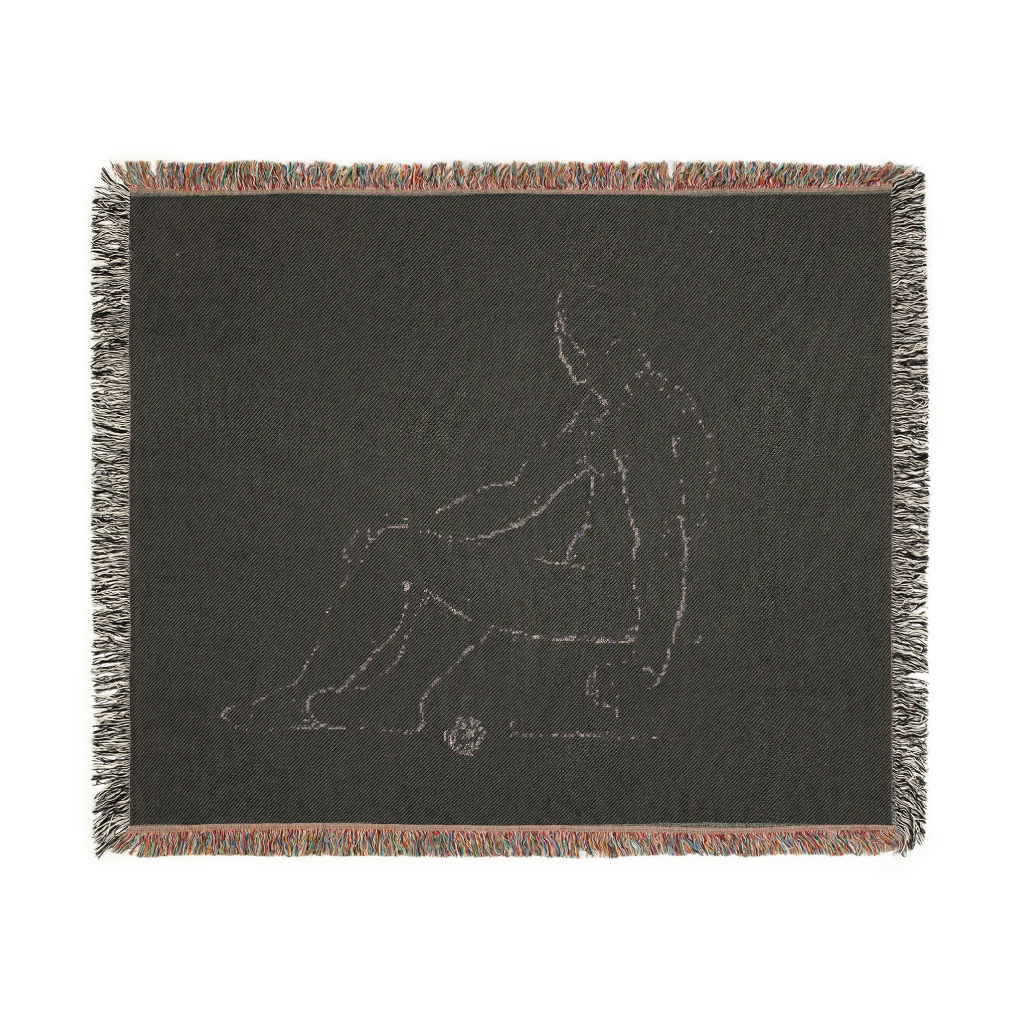 Style of Jacques Louis David - Seated Male Nude | Woven Tapestry Blanket