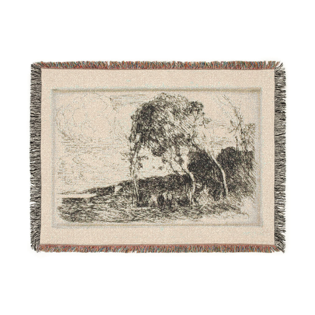 Jean Baptiste Camille Corot - Souvenir of the Fortifications of Douai | Woven Tapestry Blanket
