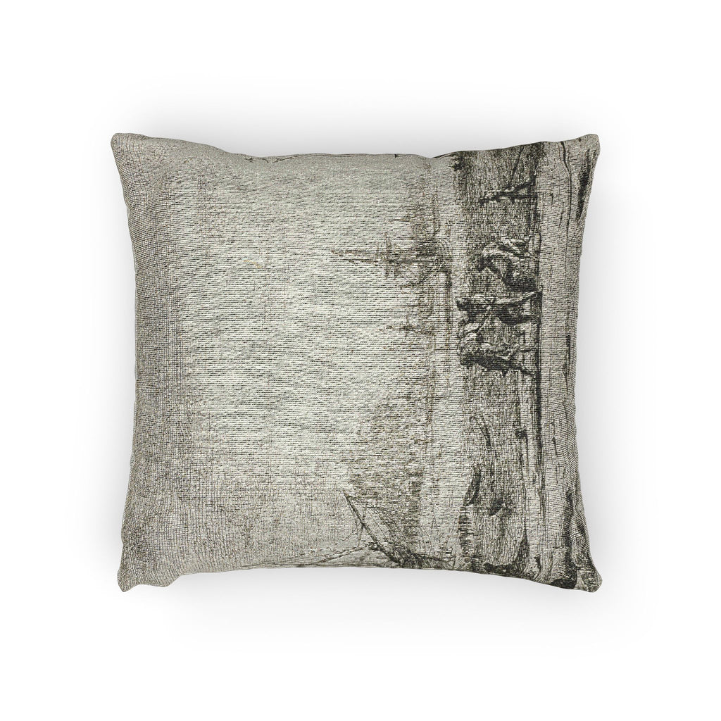 Claude Lorrain - Harbor with a Large Tower | Woven Pillow