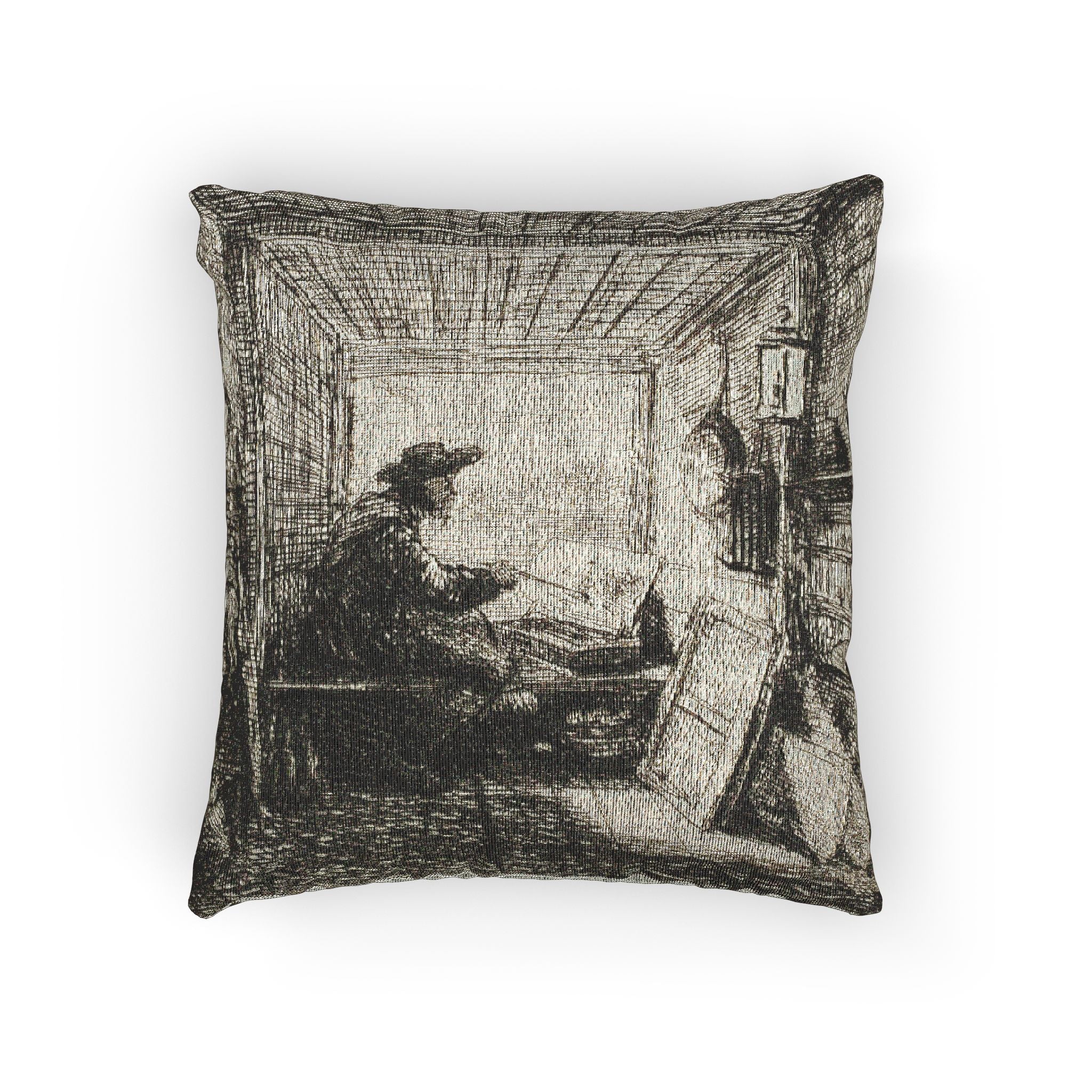 Charles François Daubigny - The Boat Studio, from The Boat Trip | Woven Pillow