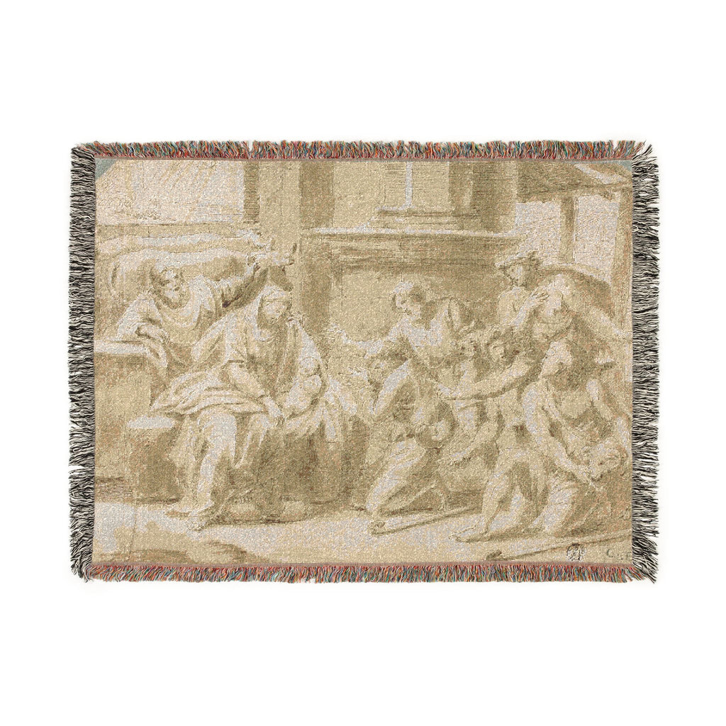 Nicolas Poussin - Adoration of the Shepherds | Woven Tapestry Blanket