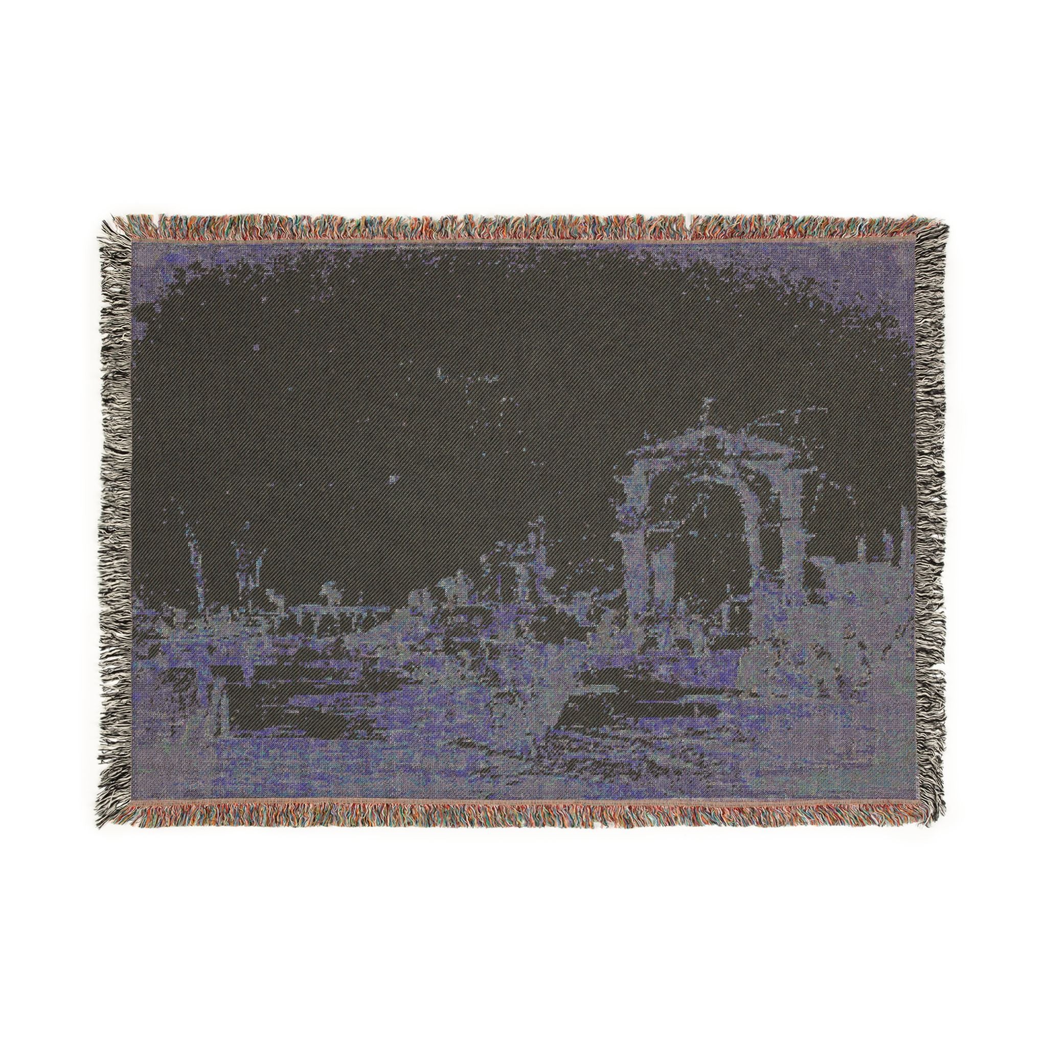Francesco Guardi - Gateway Near a Landing Bridge | Woven Tapestry Blanket