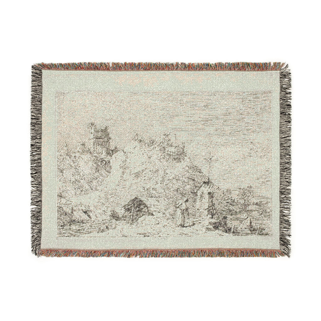 Canaletto - Landscape with the Pilgrim at Prayer, from Vedute | Woven Tapestry Blanket
