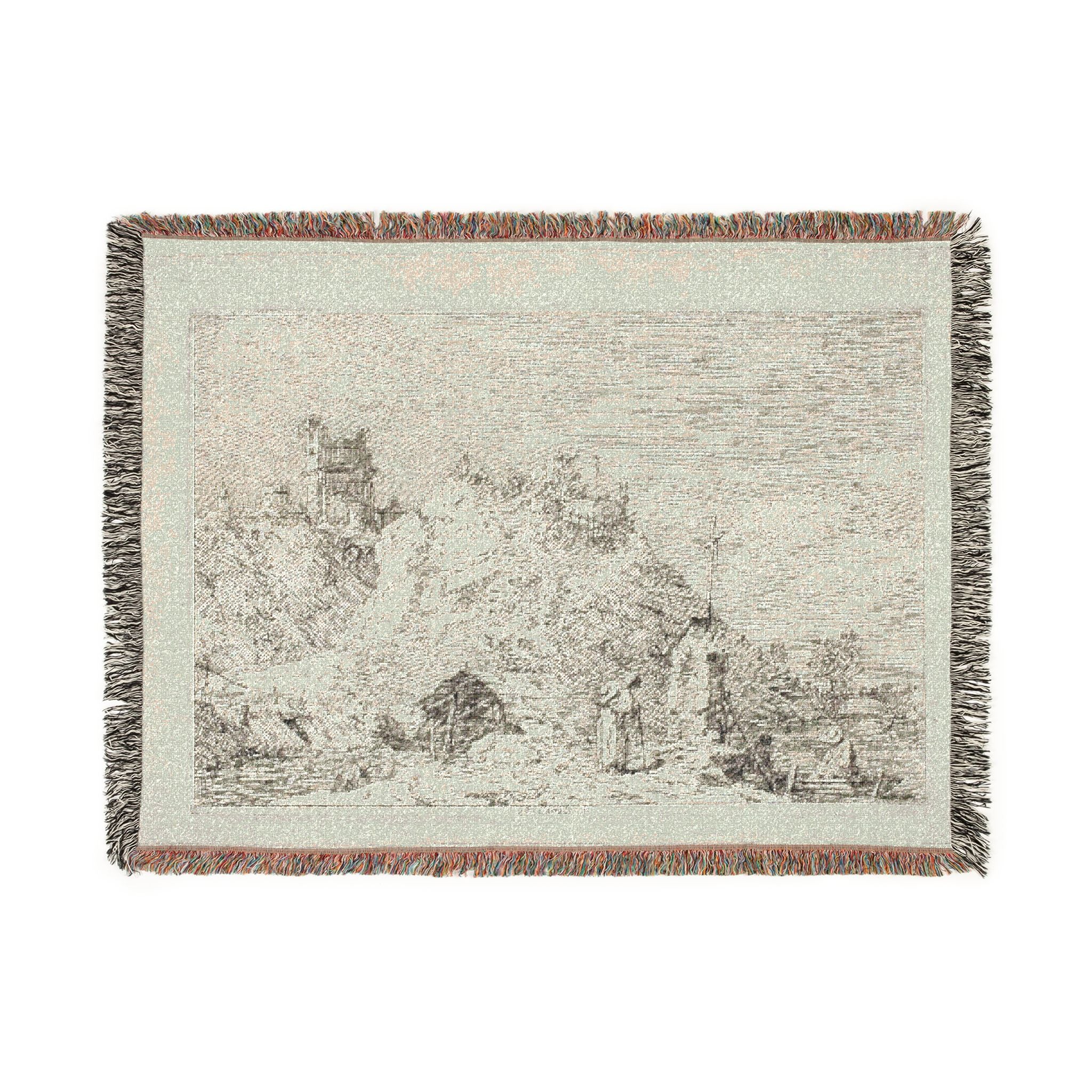 Canaletto - Landscape with the Pilgrim at Prayer, from Vedute | Woven Tapestry Blanket