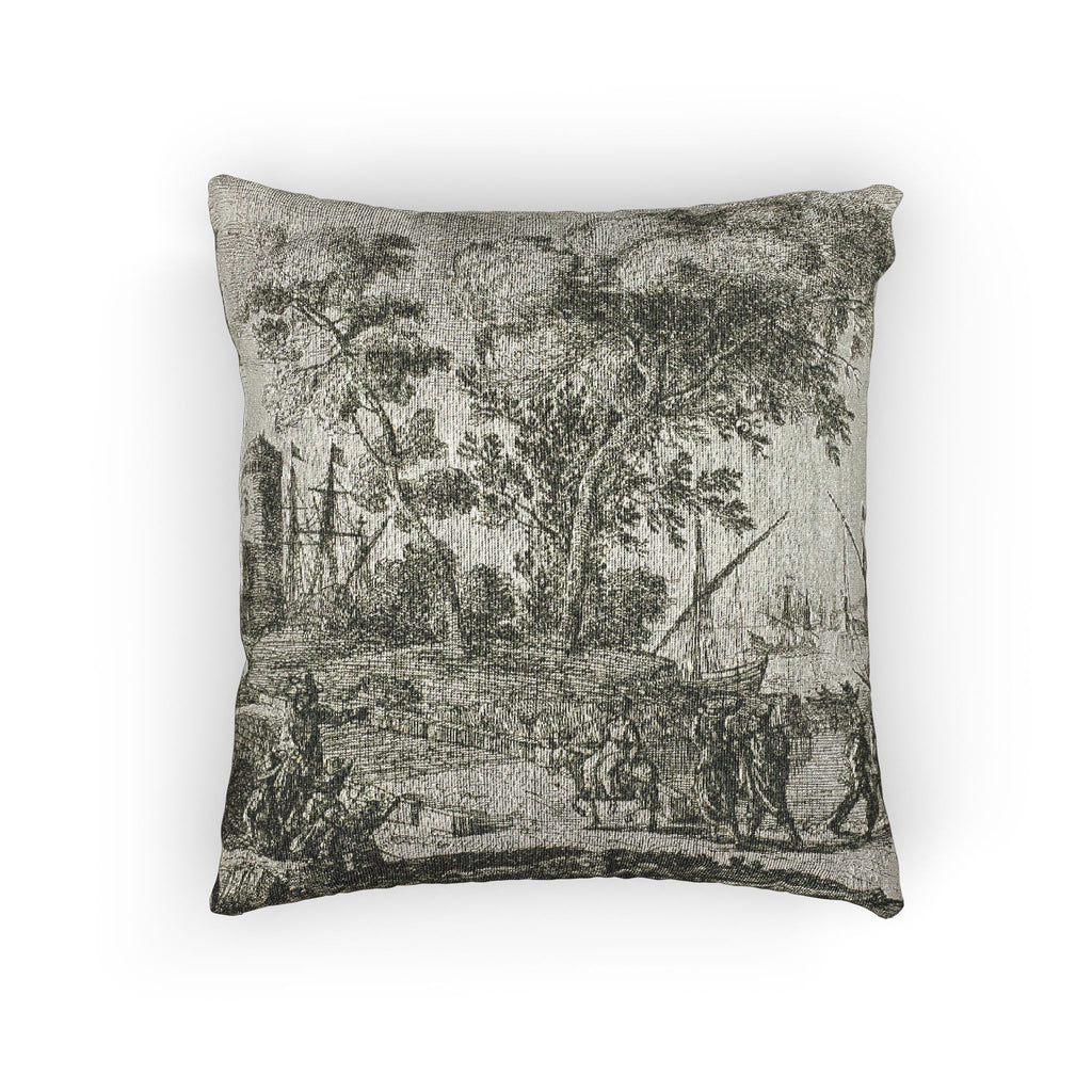 Claude Lorrain - Coast Scene with an Artist Drawing | Woven Pillow