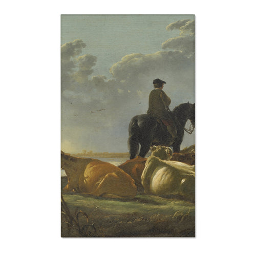 Aelbert Cuyp - Peasants with Four Cows by the River Merwede - WGA5825 | Area Rug