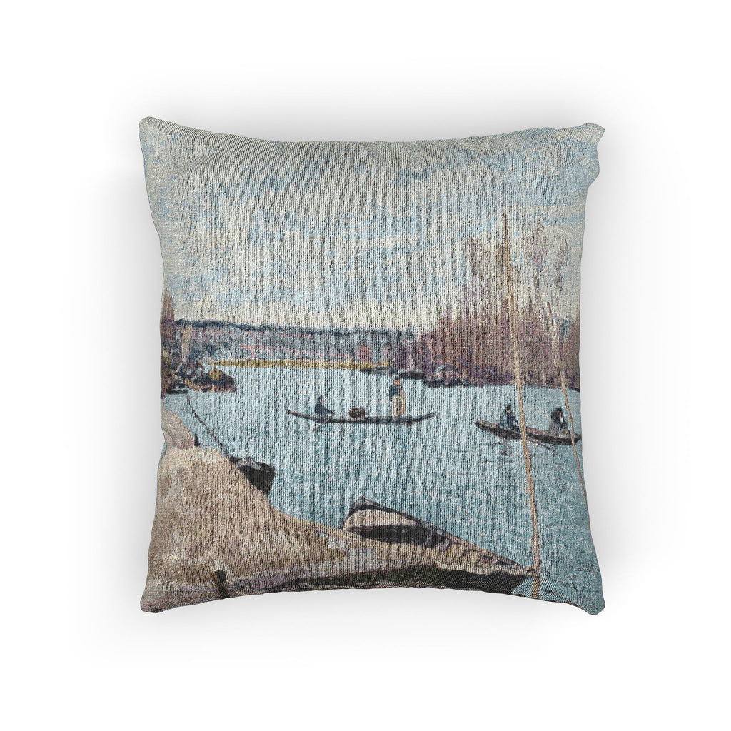 Alfred Sisley - The Seine at Port-Marly, Piles of Sand | Woven Pillow