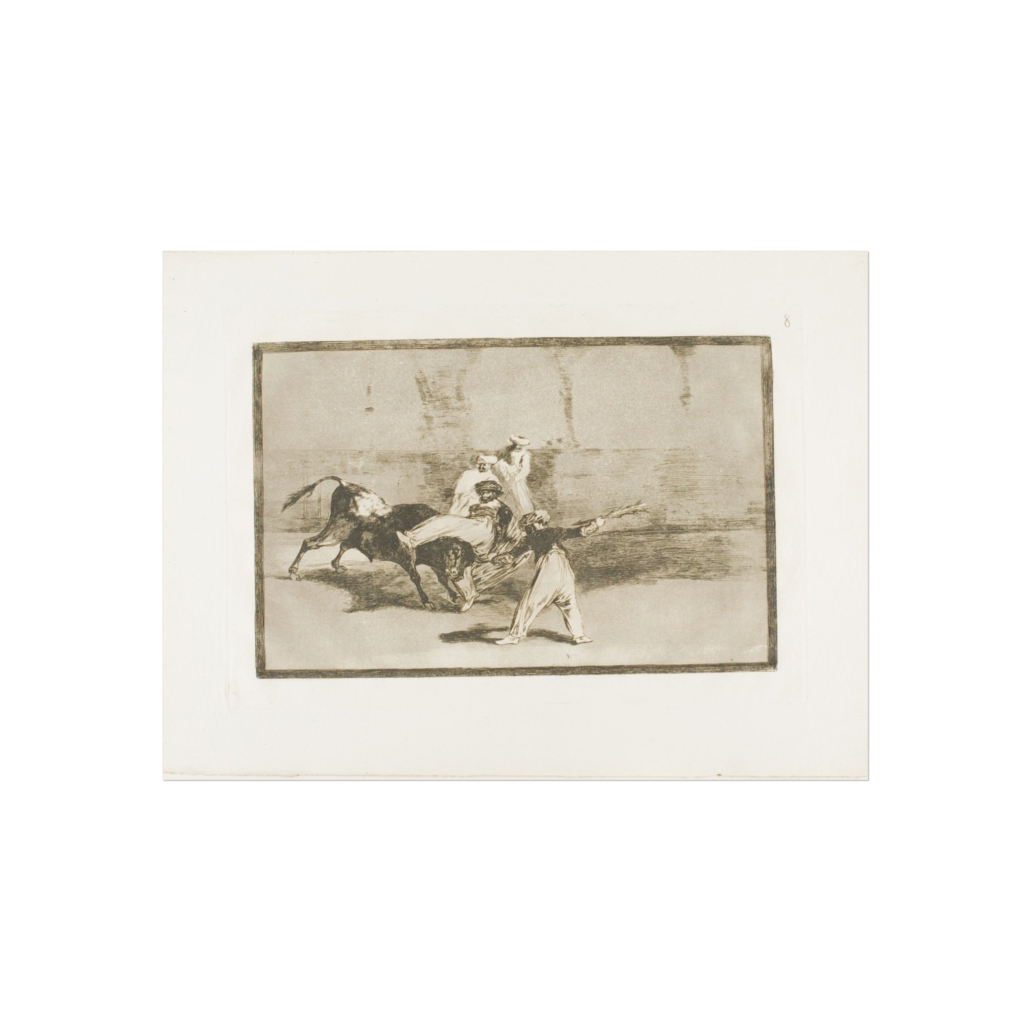 Francisco José de Goya y Lucientes - A Moor Caught by the Bull in the Ring, plate 8 from The Art of Bullfighting | Fine Art Poster
