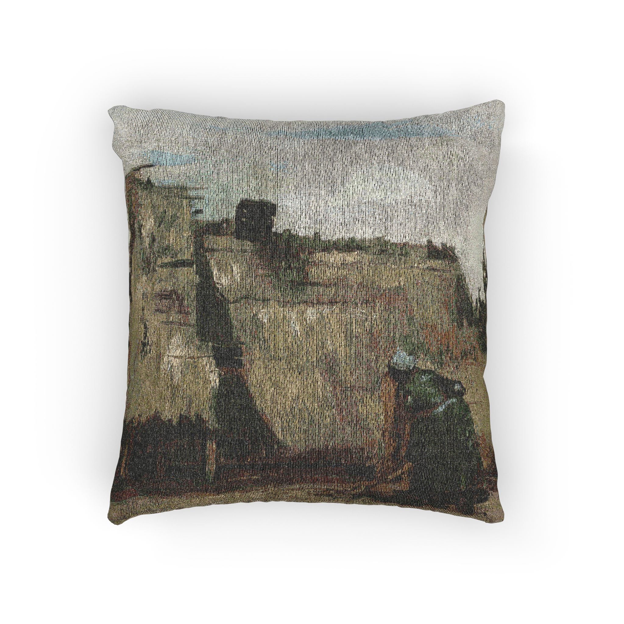 Vincent van Gogh - A Peasant Woman Digging in Front of Her Cottage | Woven Pillow