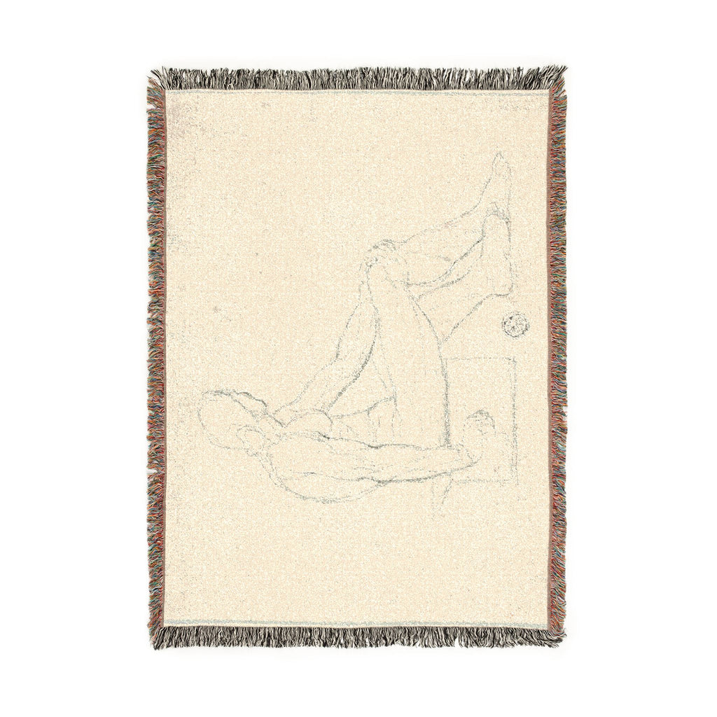 Style of Jacques Louis David - Seated Male Nude | Woven Tapestry Blanket