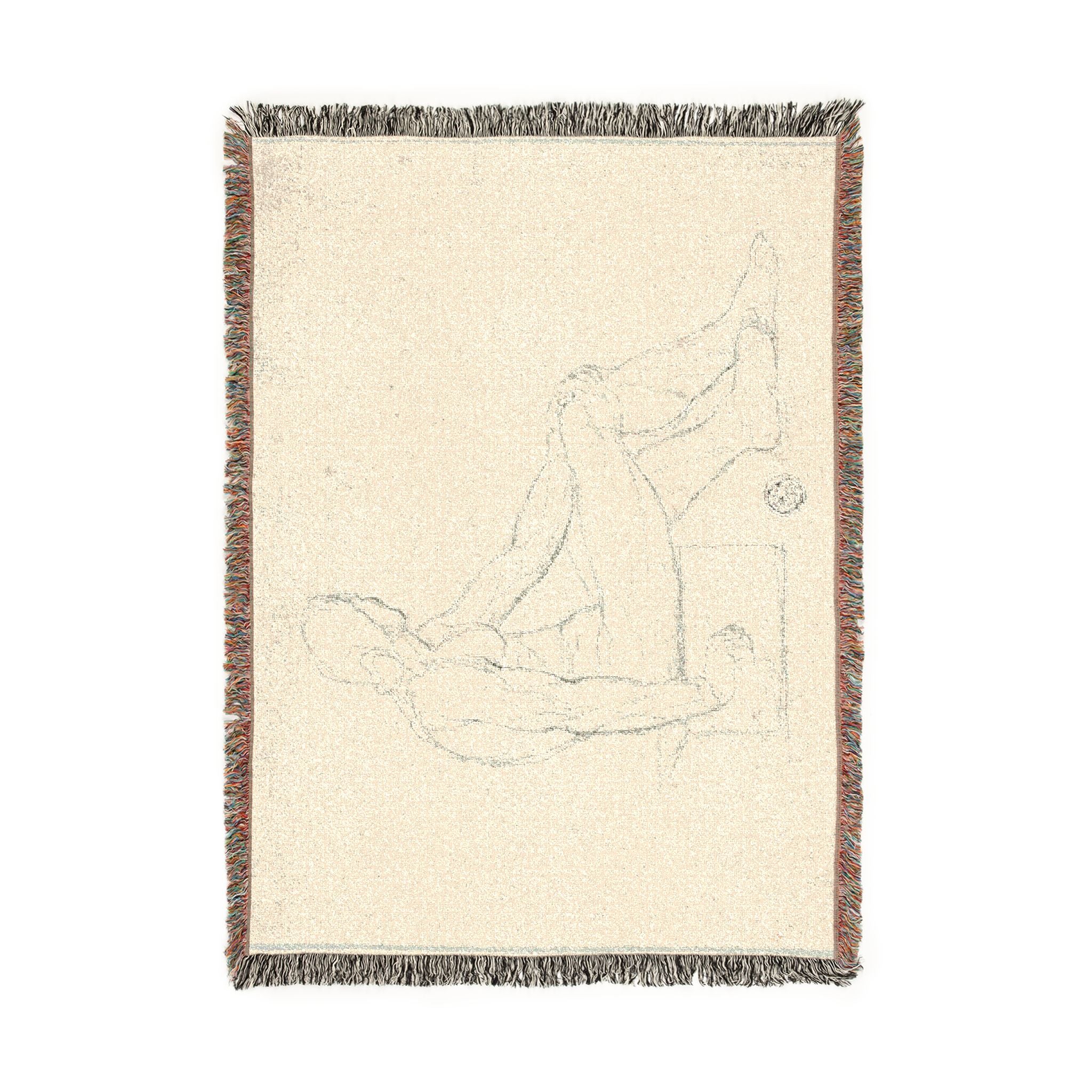Style of Jacques Louis David - Seated Male Nude | Woven Tapestry Blanket
