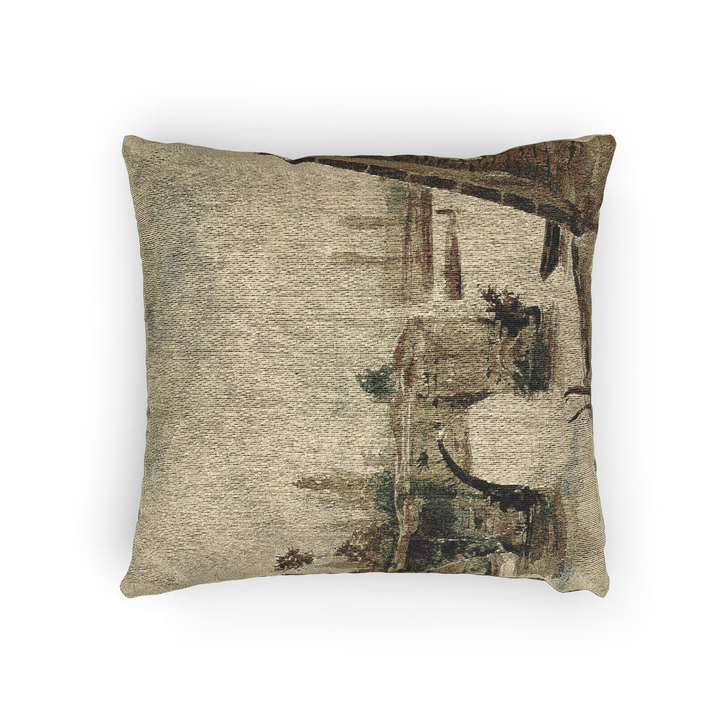 Eugène Delacroix - The Old Bridge at Mantes | Woven Pillow