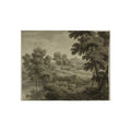 School of Nicolas Poussin - Italianate Landscape with Castle, Trees and Water in Foreground | Fine Art Poster