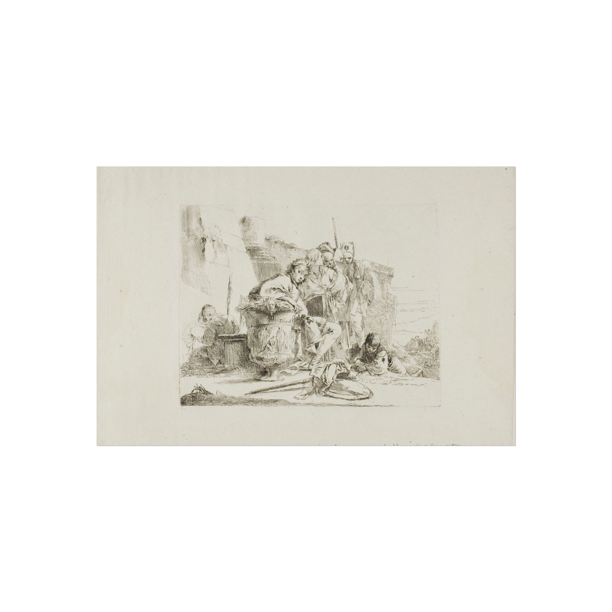 Giovanni Battista Tiepolo - Seated Youth Leaning Against an Urn, from Capricci | Fine Art Poster