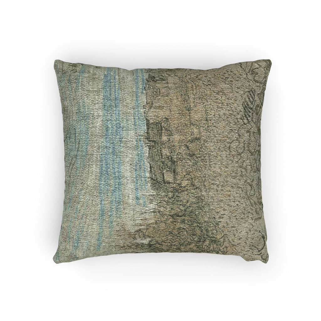 Vincent van Gogh - Cottages with a Woman Working in the Middle Ground | Woven Pillow