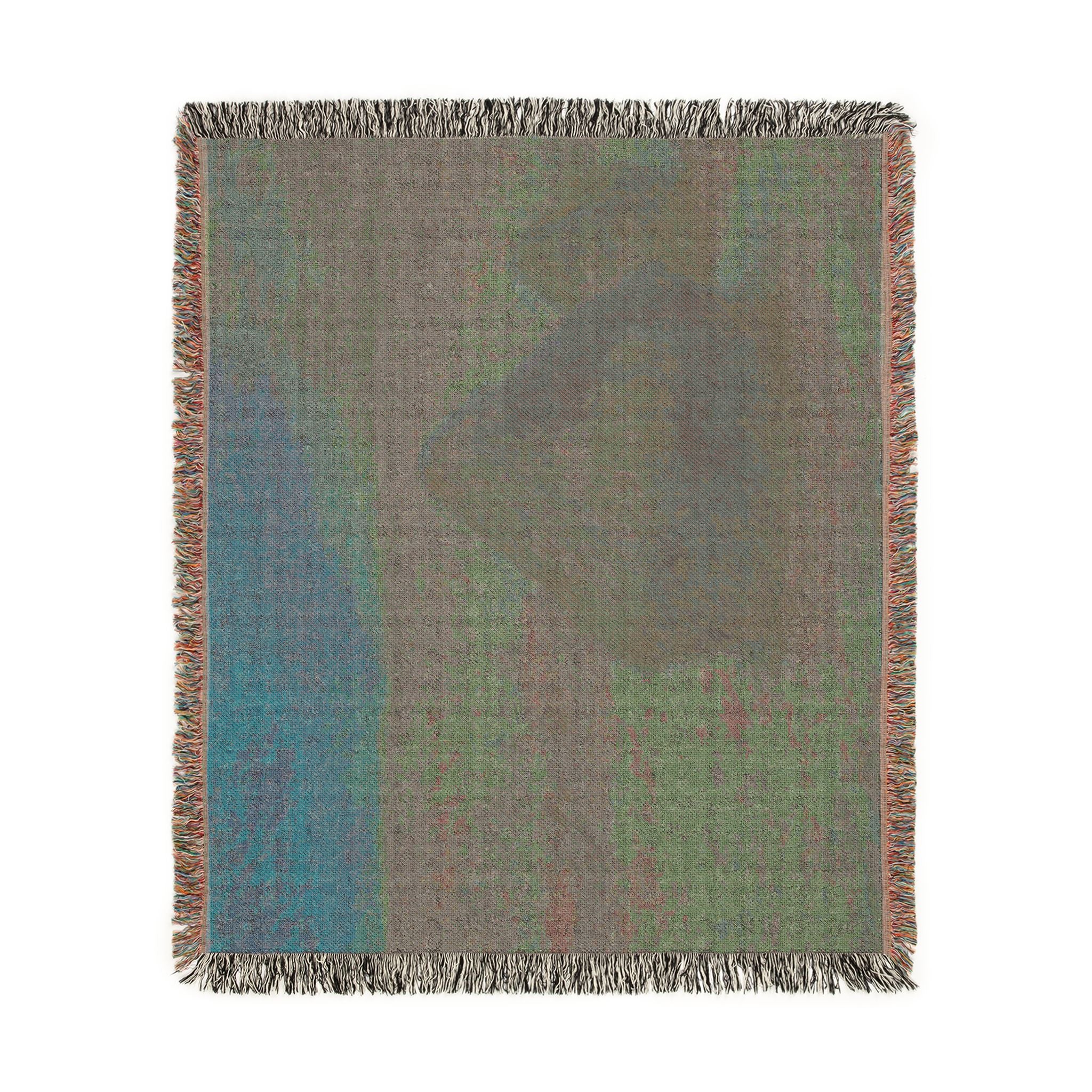Claude Monet - Stacks of Wheat (Sunset, Snow Effect) | Woven Tapestry Blanket