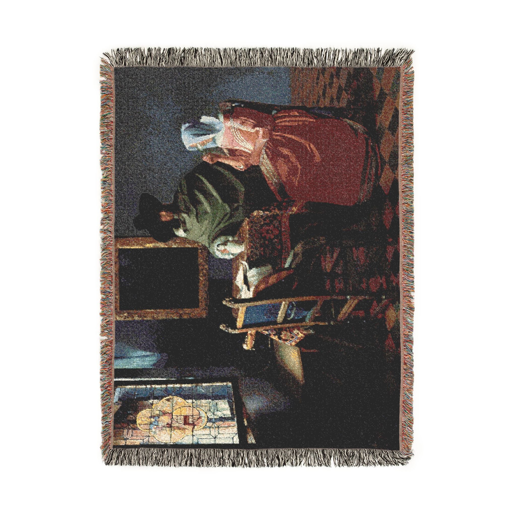 Jan Vermeer van Delft - The Glass of Wine - Google Art Project | Woven Tapestry Blanket