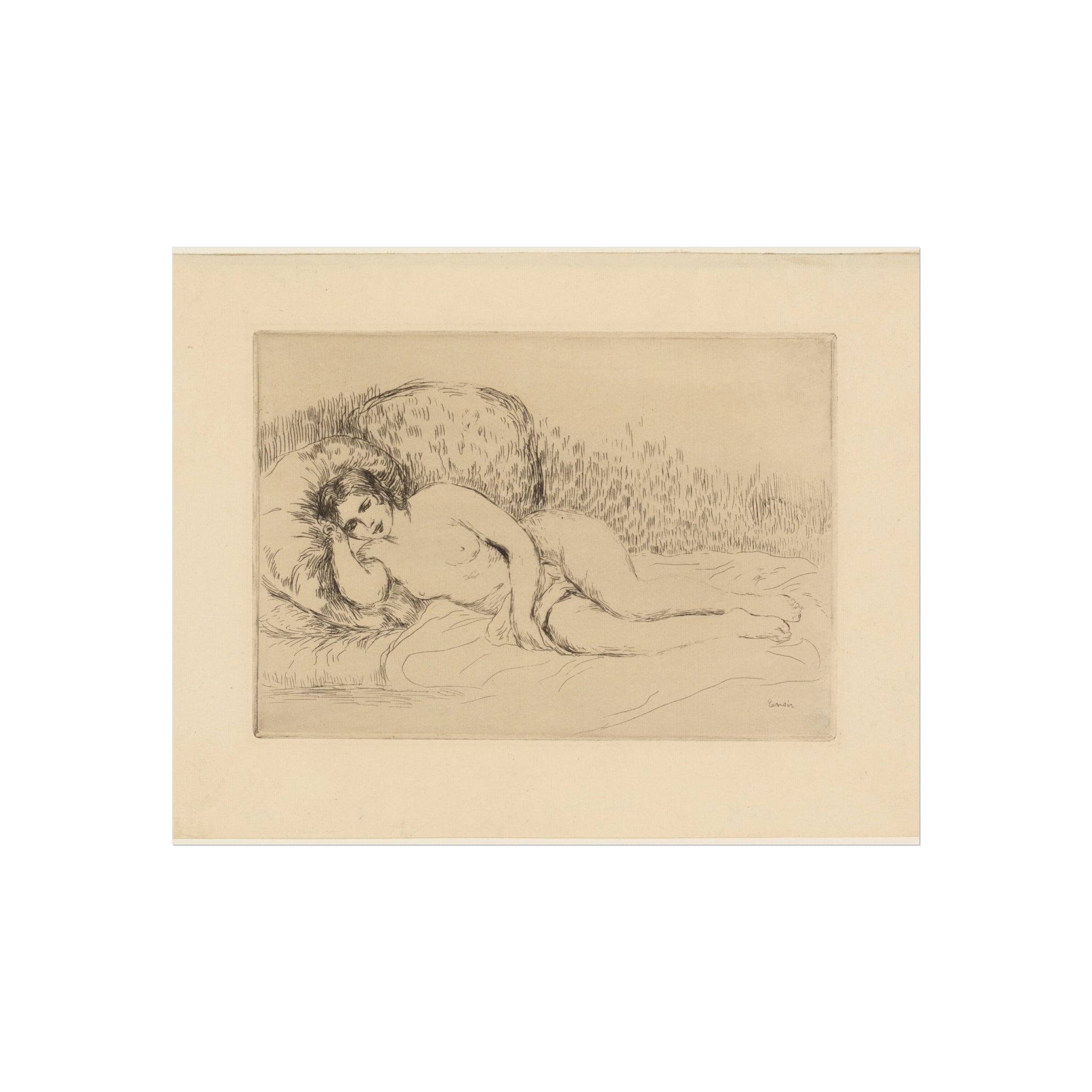 Woman Reclining, to the Left Pierre-Auguste Renoir Fine Art Poster