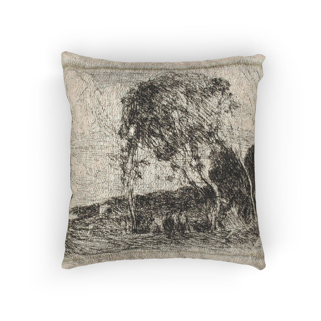 Jean Baptiste Camille Corot - Souvenir of the Fortifications of Douai | Woven Pillow