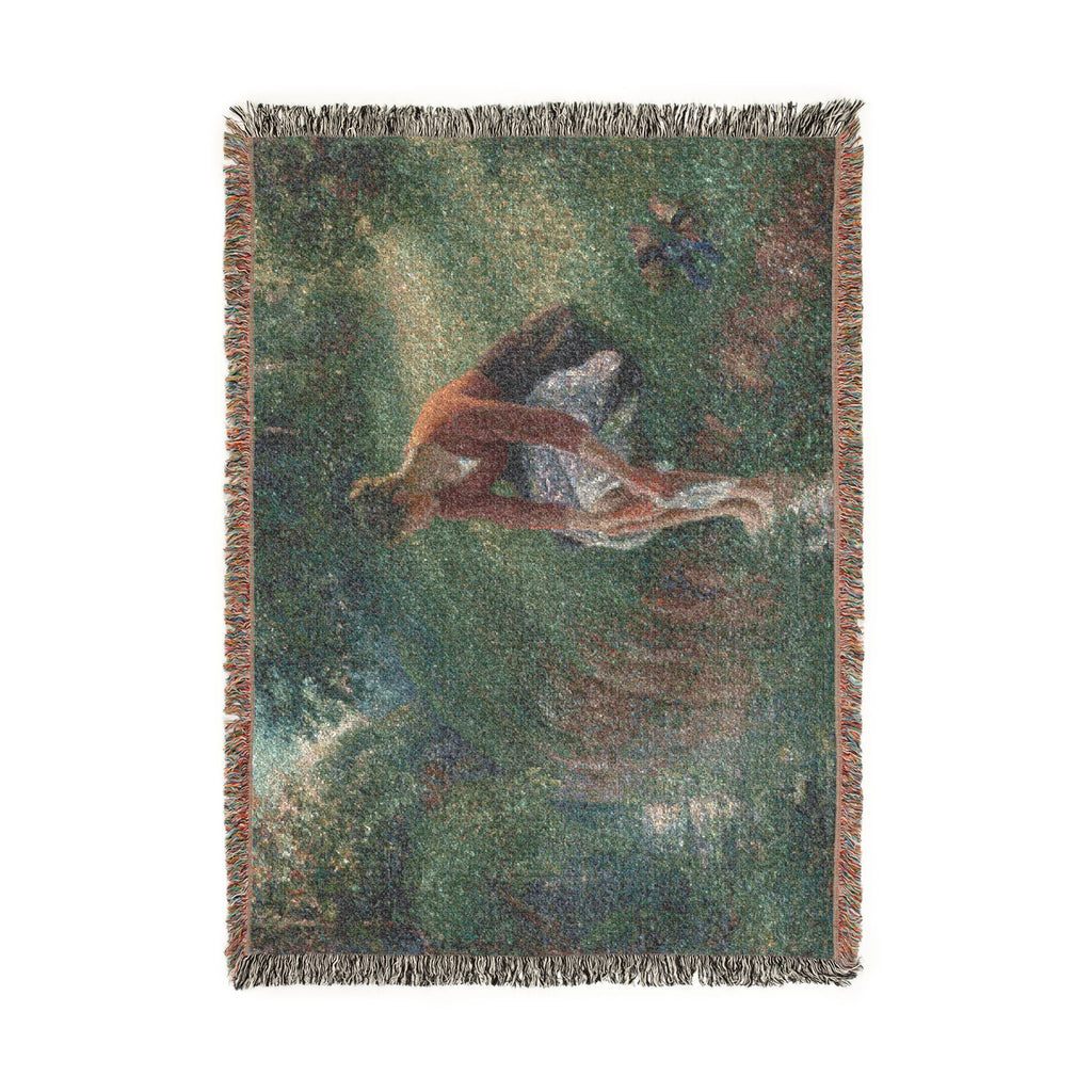 Camille Pissarro - Woman Bathing Her Feet in a Brook | Woven Tapestry Blanket