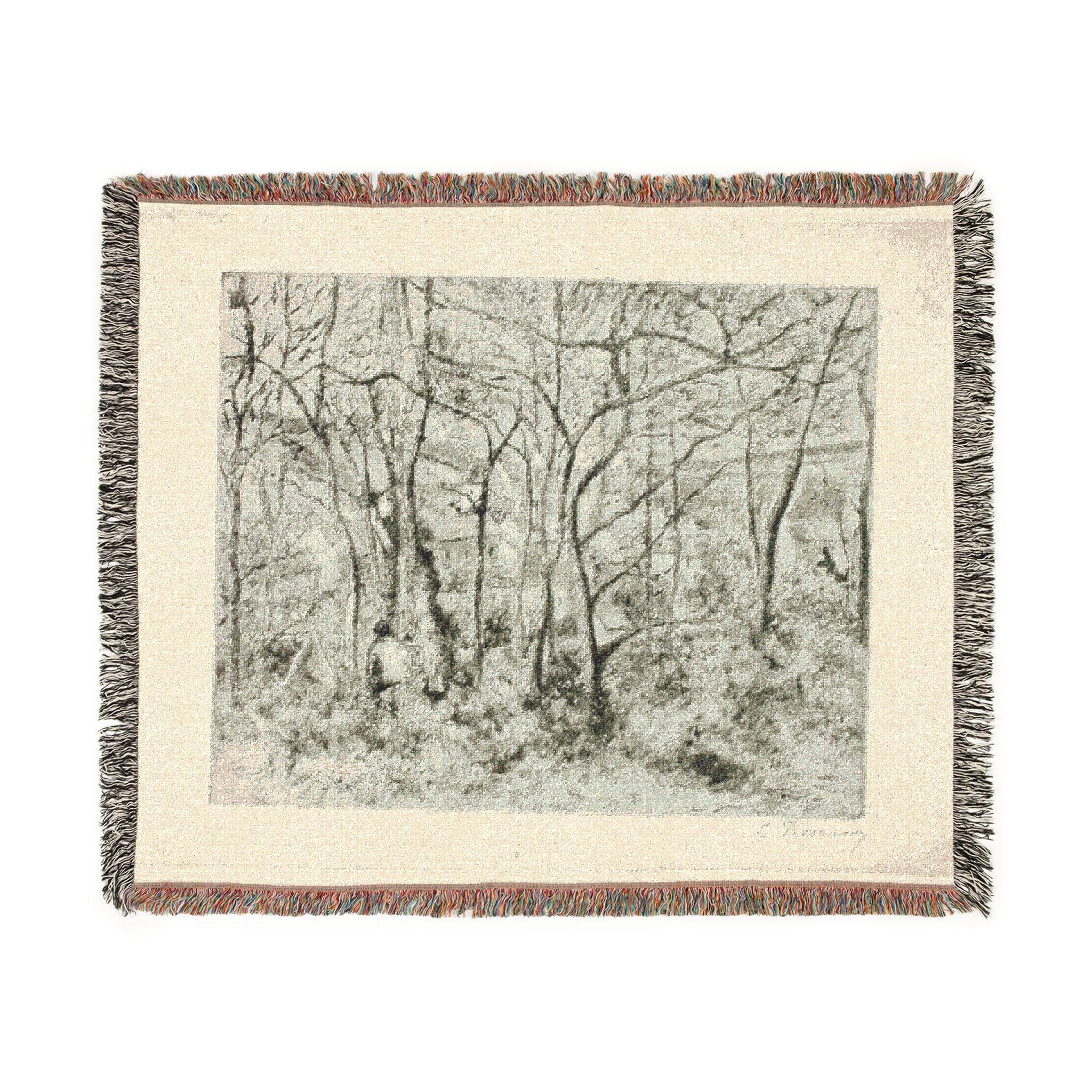 Camille Pissarro - Woodlands at the Hermitage | Woven Tapestry Blanket