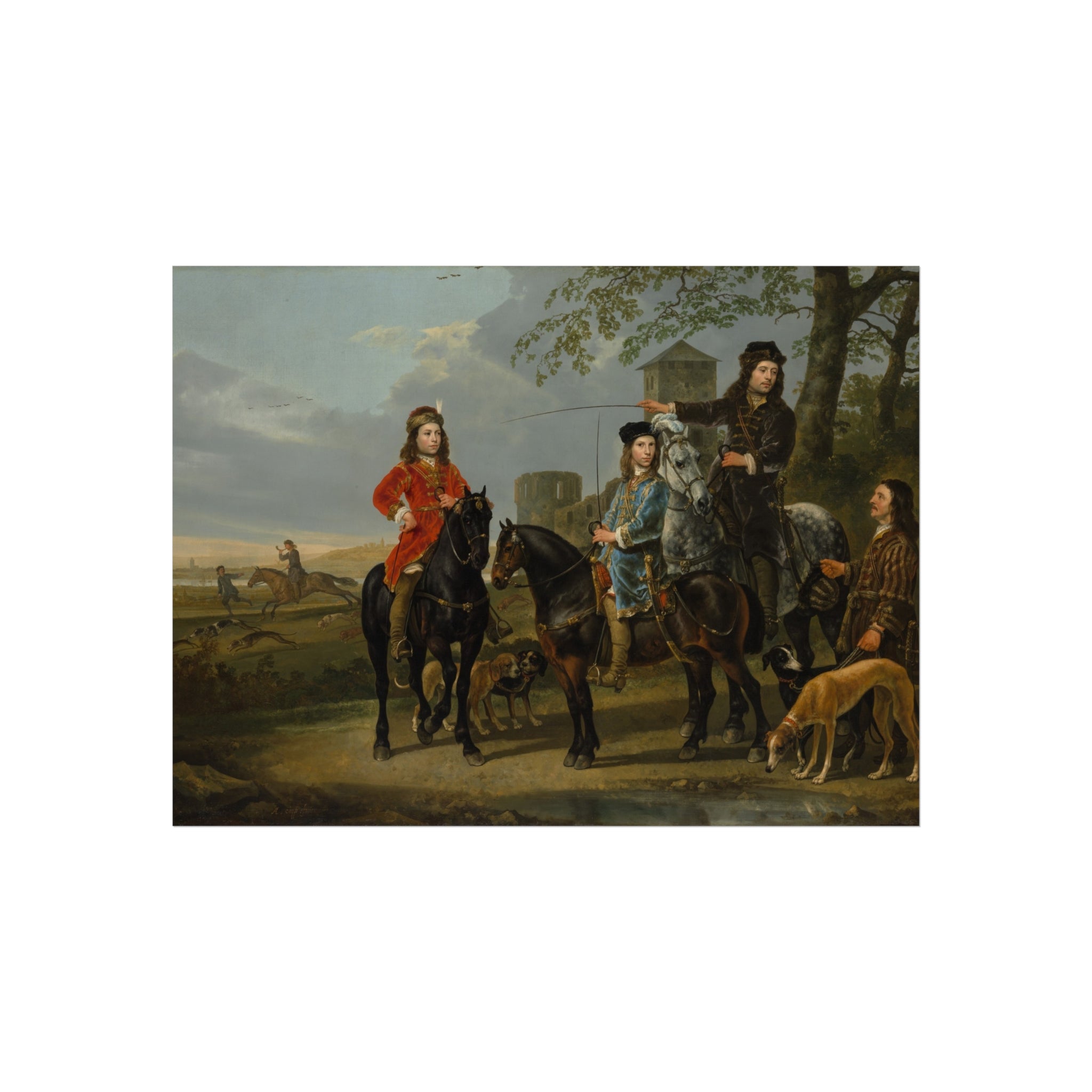 Equestrian Portrait of Cornelis (1639–1680) and Michiel Pompe van Meerdervoort (1638–1653) with Their Tutor and Coachman | Fine Art Poster