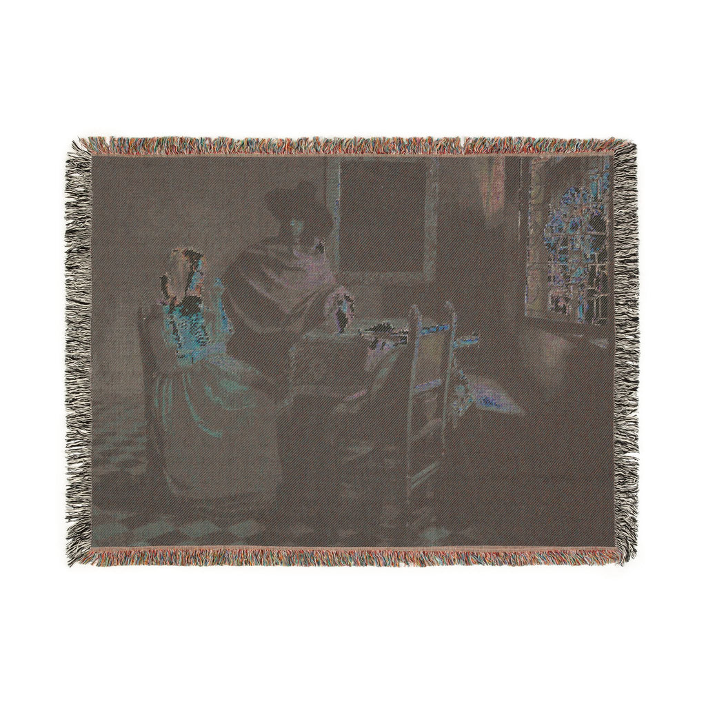 Jan Vermeer van Delft - The Glass of Wine - Google Art Project | Woven Tapestry Blanket