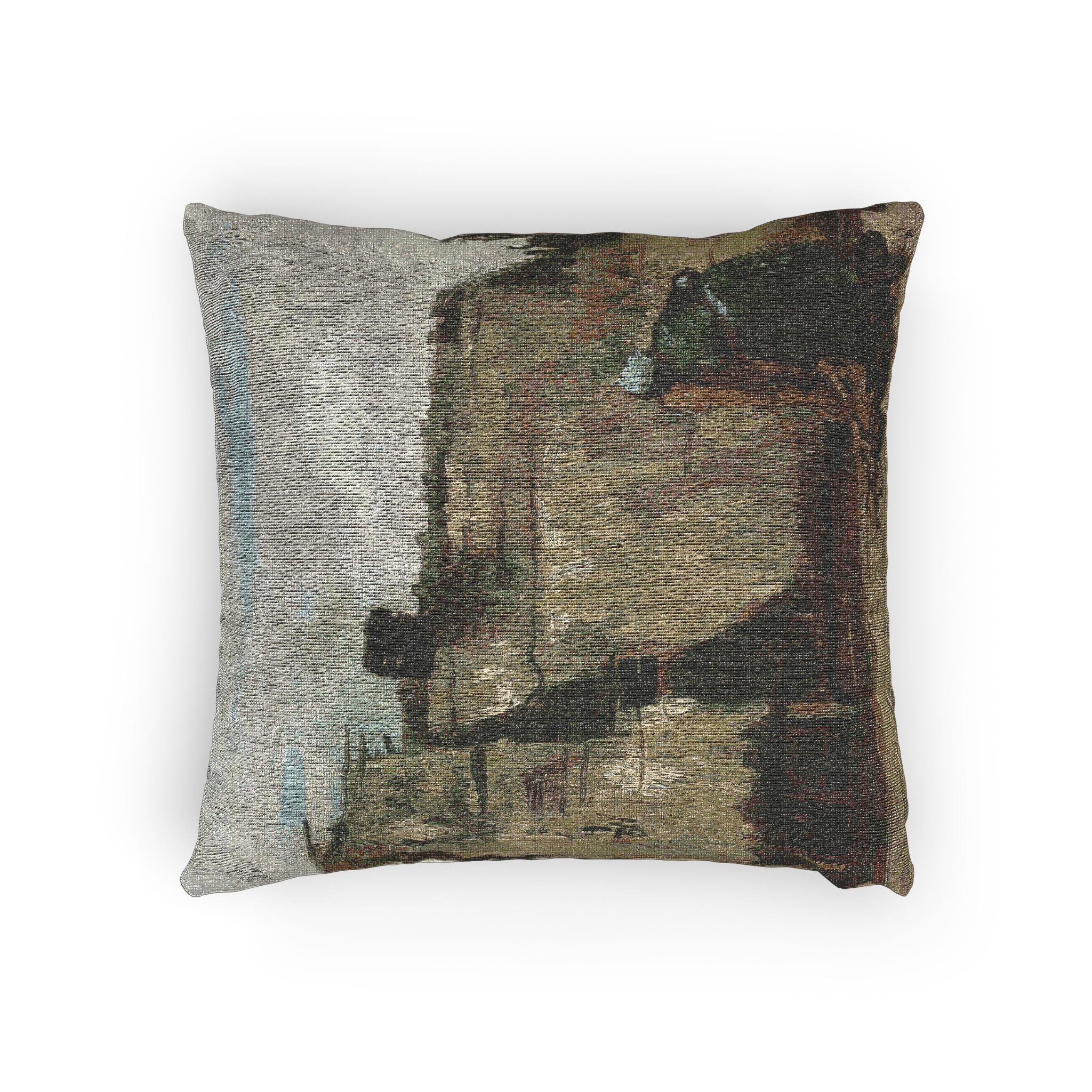 Vincent van Gogh - A Peasant Woman Digging in Front of Her Cottage | Woven Pillow
