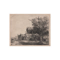 Rembrandt van Rijn - Landscape with Three Gabled Cottages Beside a Road | Fine Art Poster