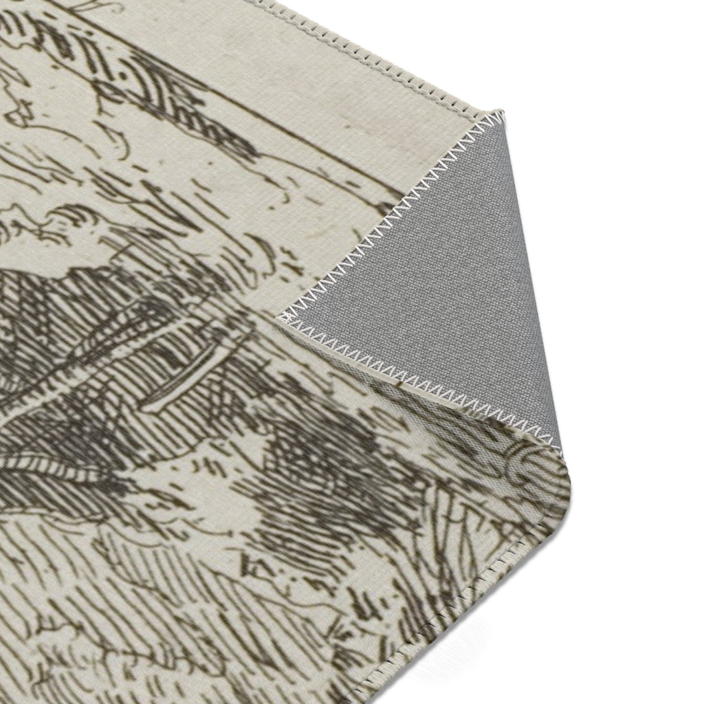 Canaletto - Landscape with the Pilgrim at Prayer, from Vedute | Area Rug