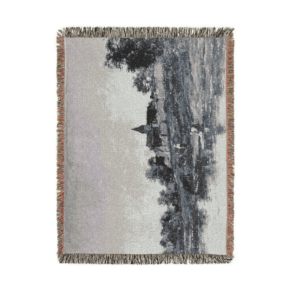 Charles François Daubigny - On the Bank of the Seine at Portejoie | Woven Tapestry Blanket
