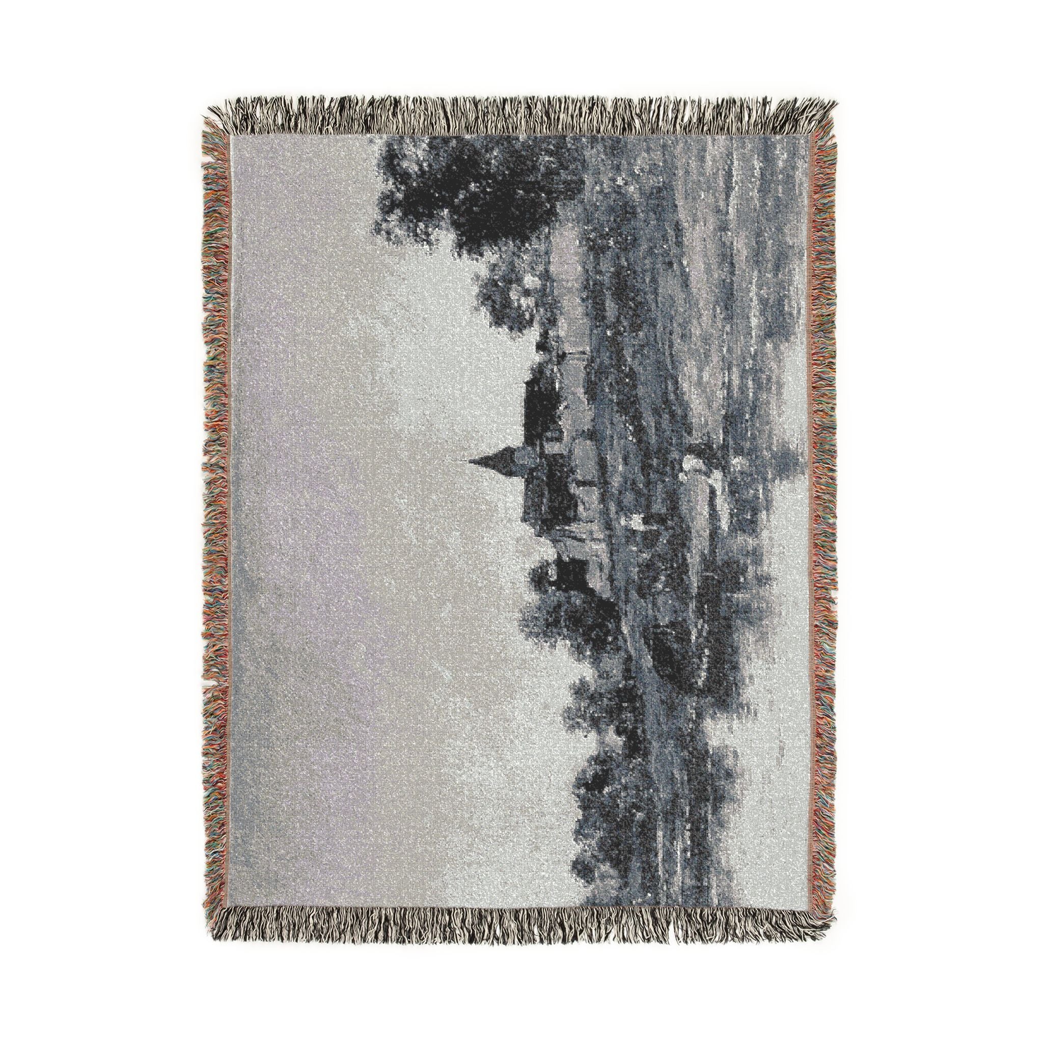 Charles François Daubigny - On the Bank of the Seine at Portejoie | Woven Tapestry Blanket