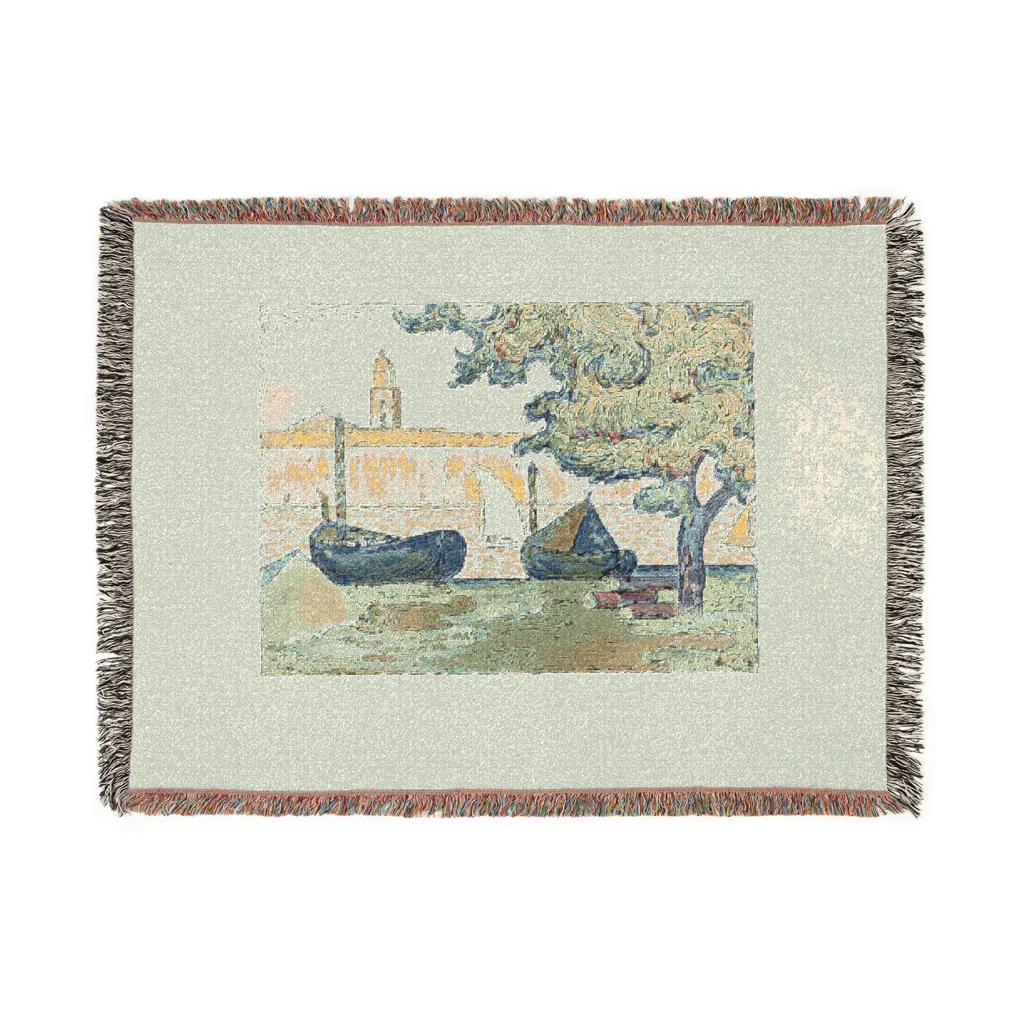 Paul Signac - The Port of St. Tropez II, from the seventh album of L'Estampe originale | Woven Tapestry Blanket