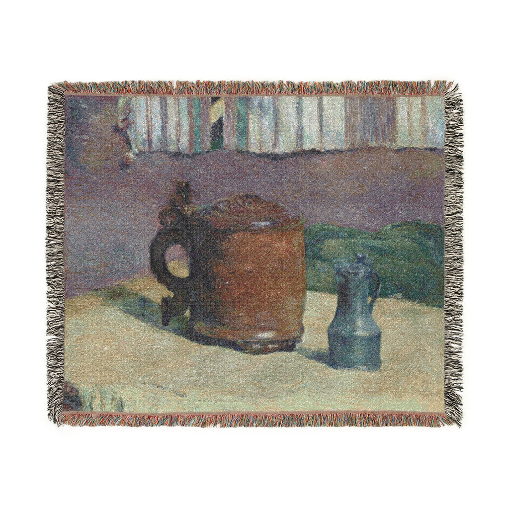 Paul Gauguin - Still Life Wood Tankard and Metal Pitcher | Woven Tapestry Blanket