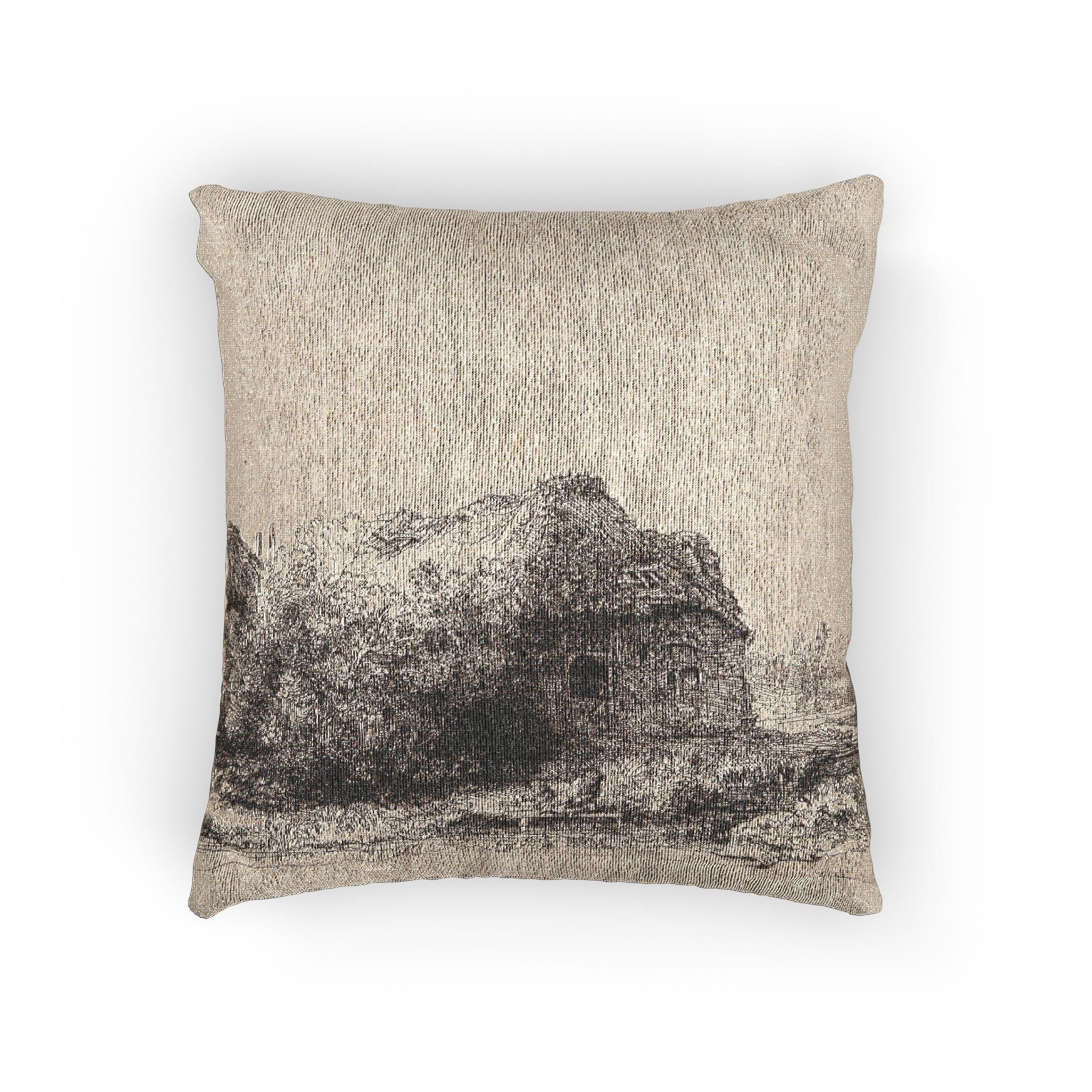Rembrandt van Rijn - Landscape with Cottages and a Hay Barn Oblong | Woven Pillow