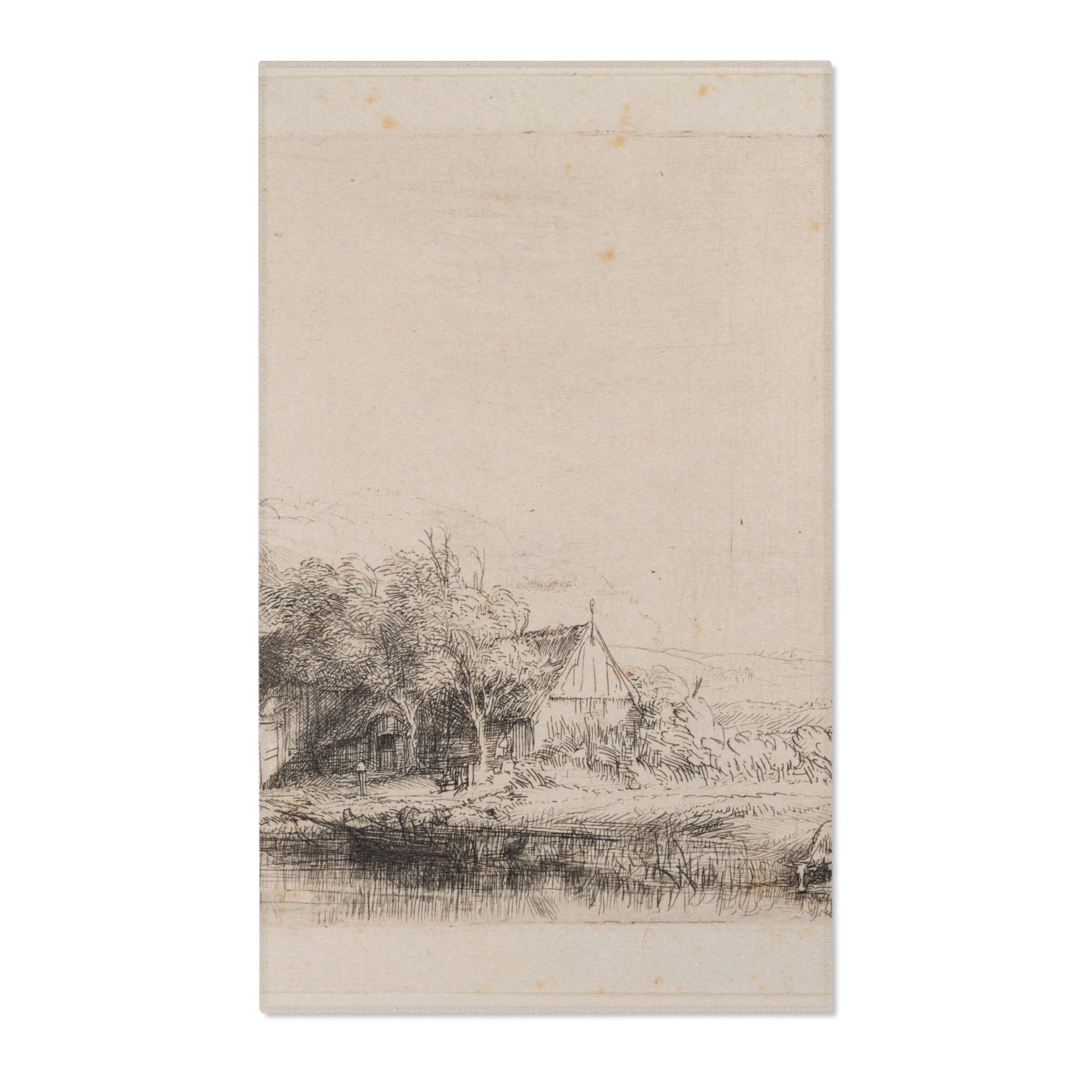 Rembrandt van Rijn - Landscape with a Cow Drinking | Area Rug