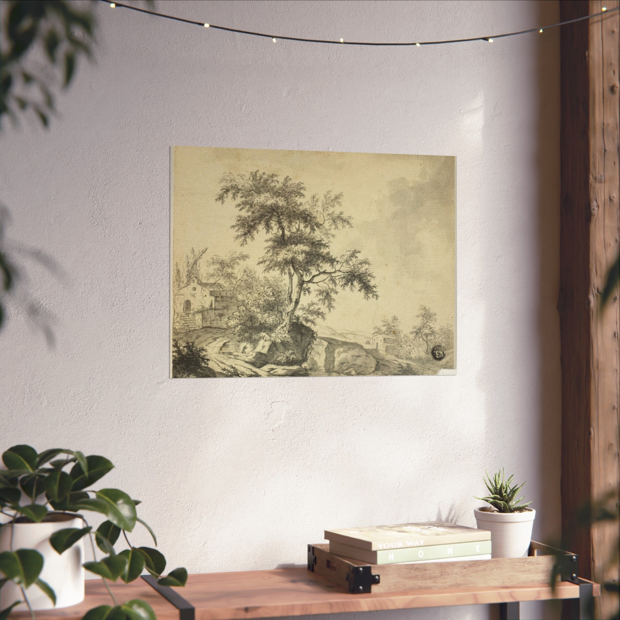 Jacob van Ruisdael - Landscape with Tree on Road to Buildings | Fine Art Poster
