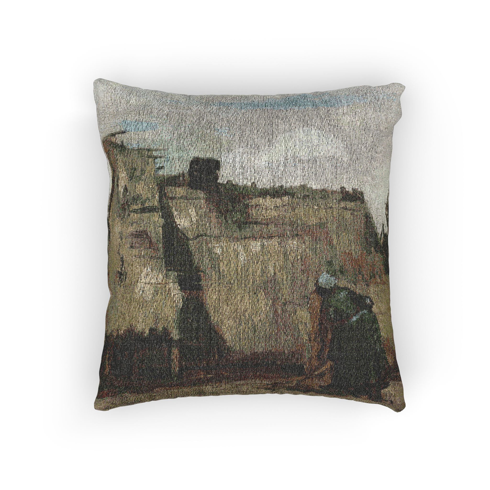 Vincent van Gogh - A Peasant Woman Digging in Front of Her Cottage | Woven Pillow