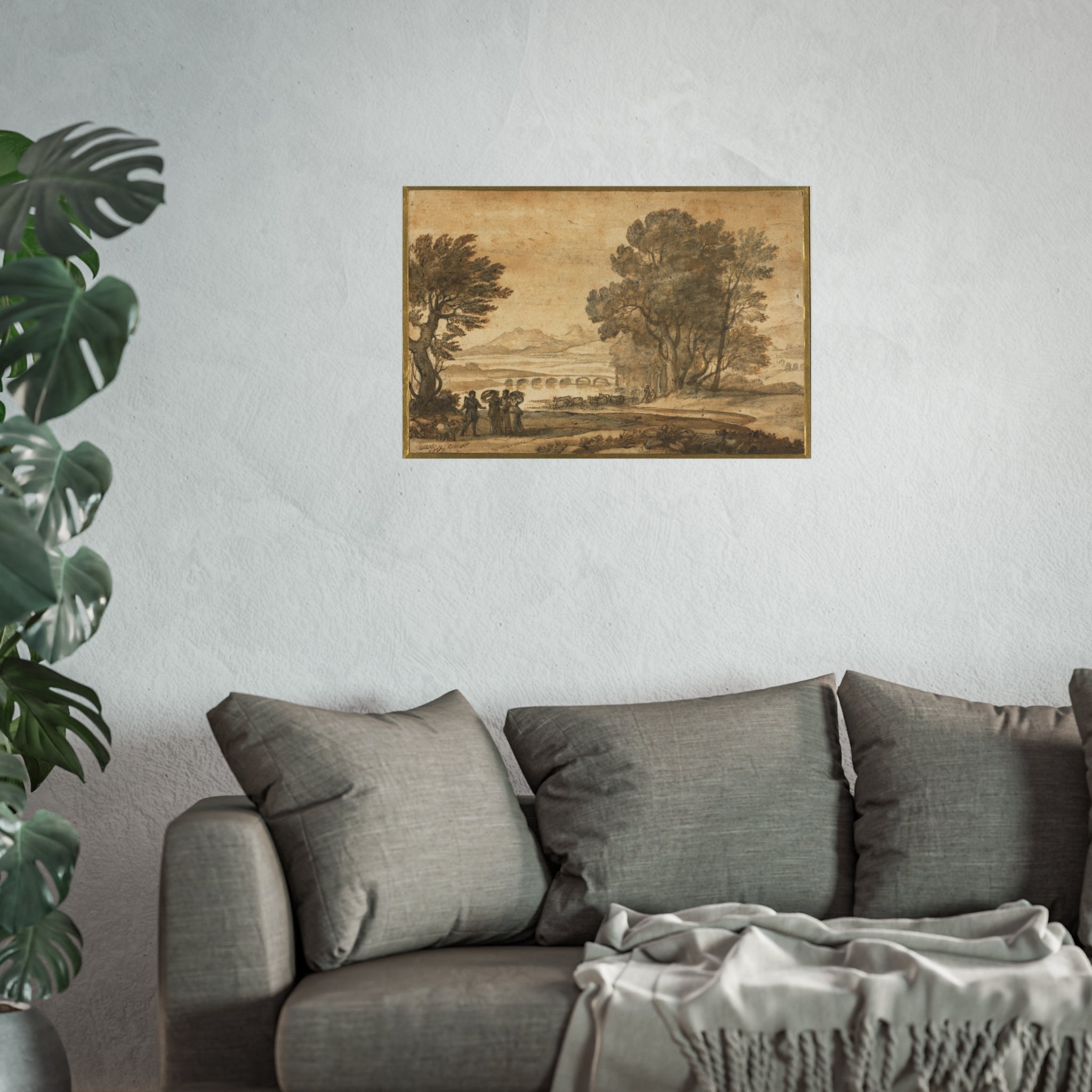 Claude Lorrain - A Wooded River Landscape with Jacob, Laban, and His Daughters | Fine Art Poster