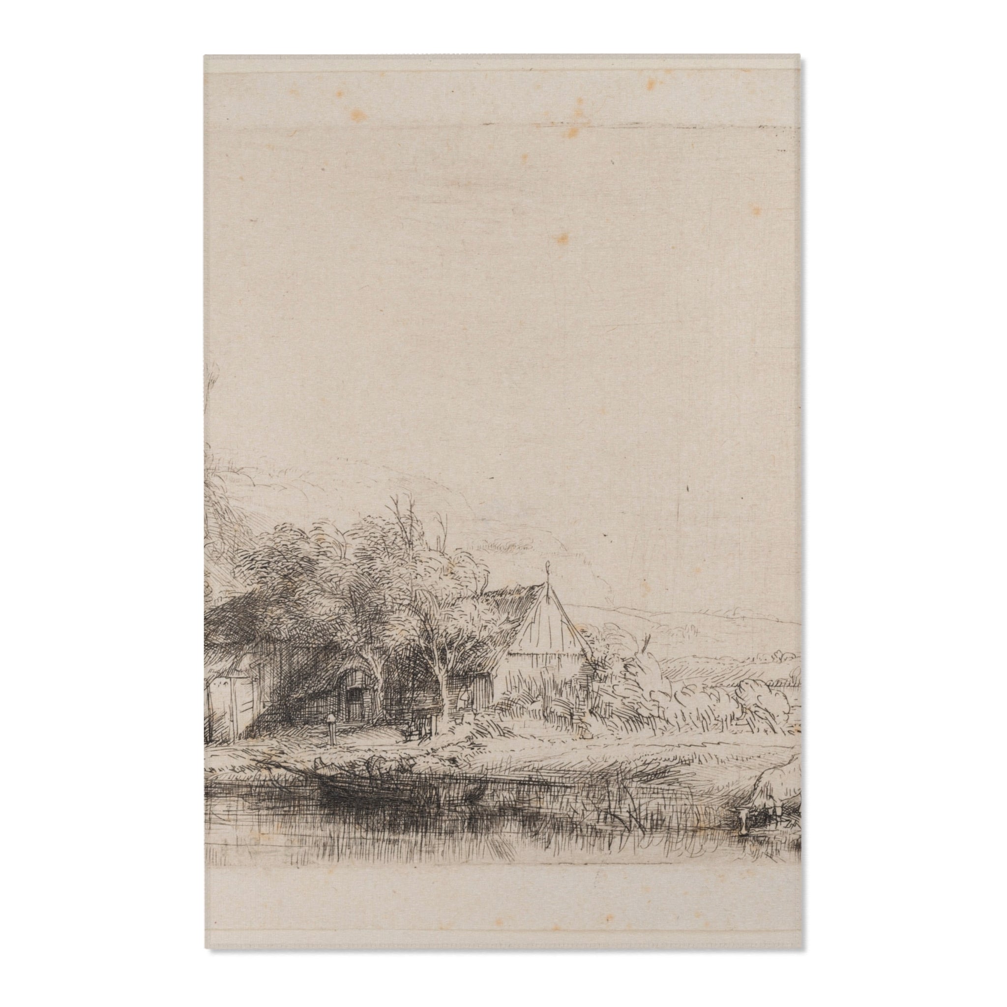Rembrandt van Rijn - Landscape with a Cow Drinking | Area Rug