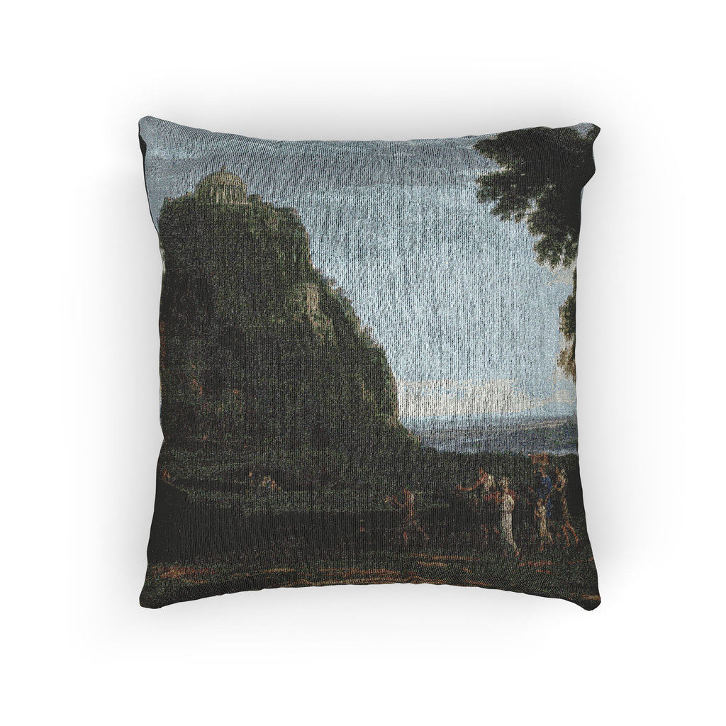 Claude Lorrain - View of Delphi with a Procession | Woven Pillow
