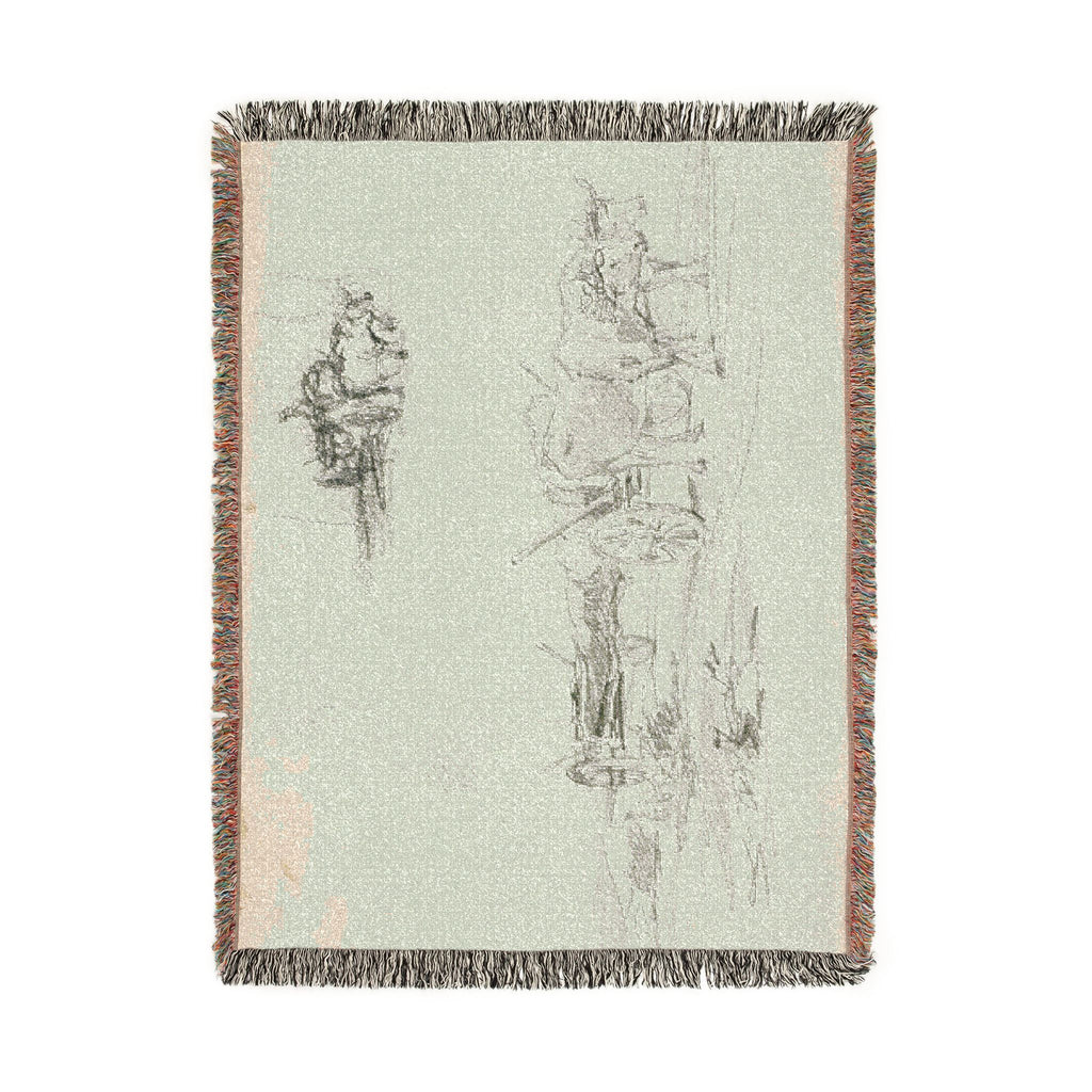Charles François Daubigny - Two Sketches of Oxen Hauling a Log | Woven Tapestry Blanket