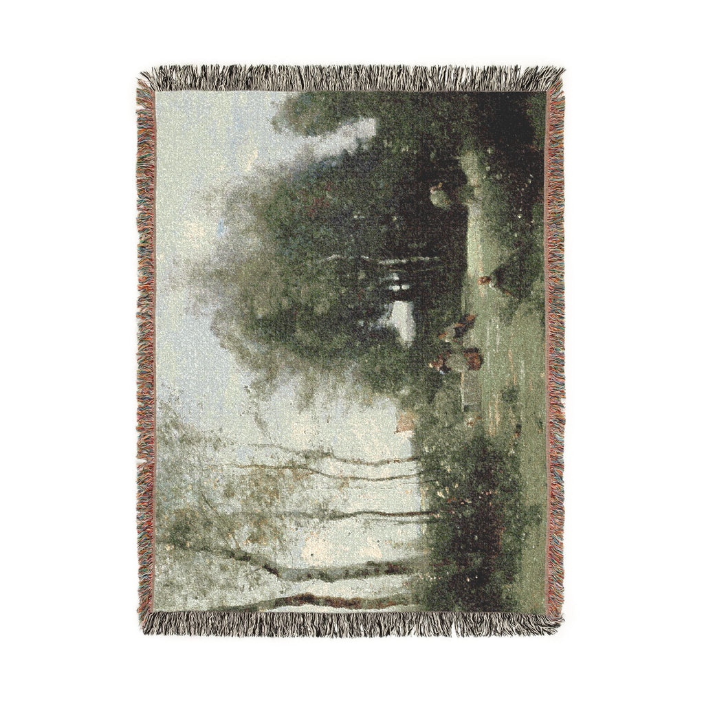 Jean Baptiste Camille Corot - Arleux-Palluel, The Bridge of Trysts | Woven Tapestry Blanket