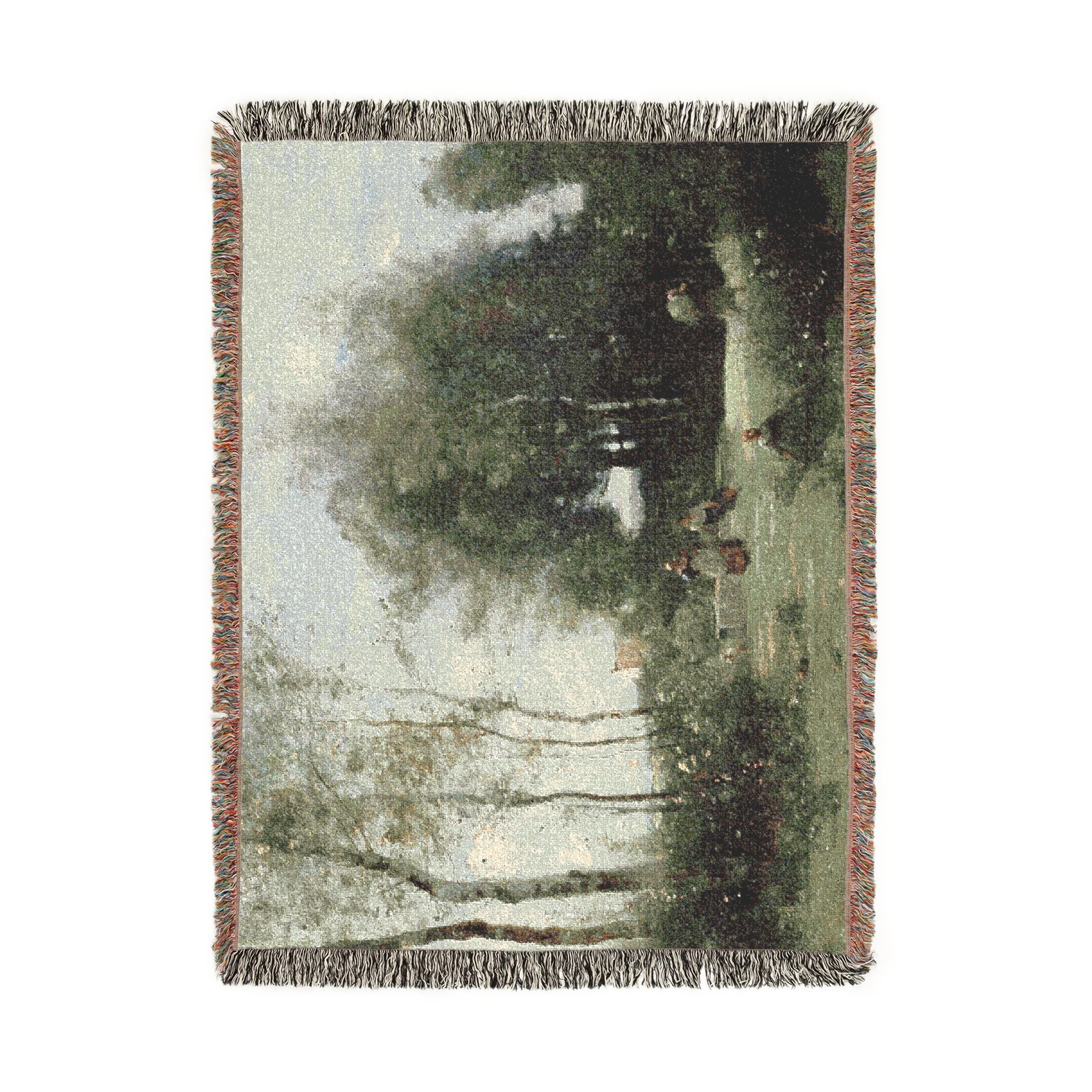 Jean Baptiste Camille Corot - Arleux-Palluel, The Bridge of Trysts | Woven Tapestry Blanket
