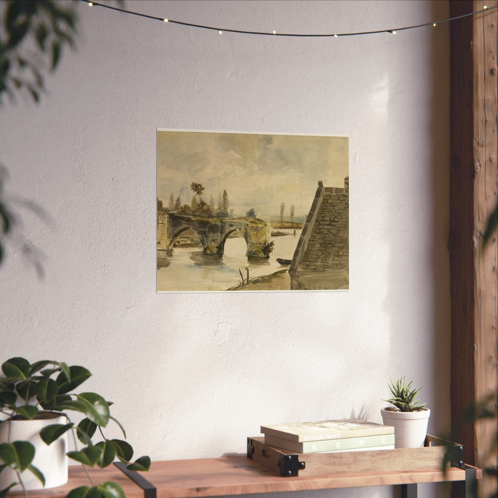 Eugène Delacroix - The Old Bridge at Mantes | Fine Art Poster