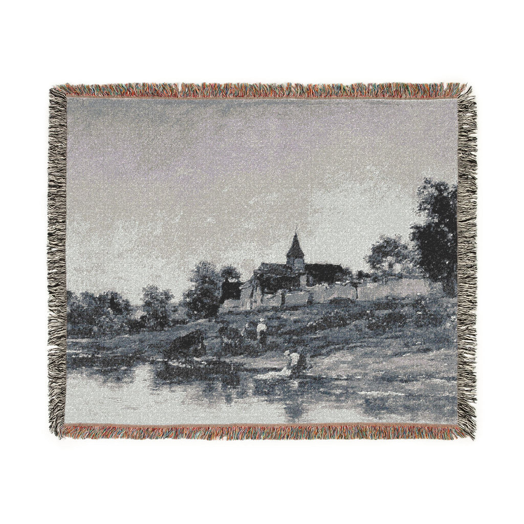 Charles François Daubigny - On the Bank of the Seine at Portejoie | Woven Tapestry Blanket